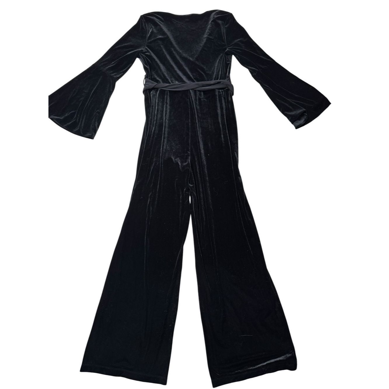 Calvin Klein Calvin Klein Black Velvet Wrap Jumpsuit with Tie Waist Size Size 32" / US 10 / IT 46 - 4 Thumbnail