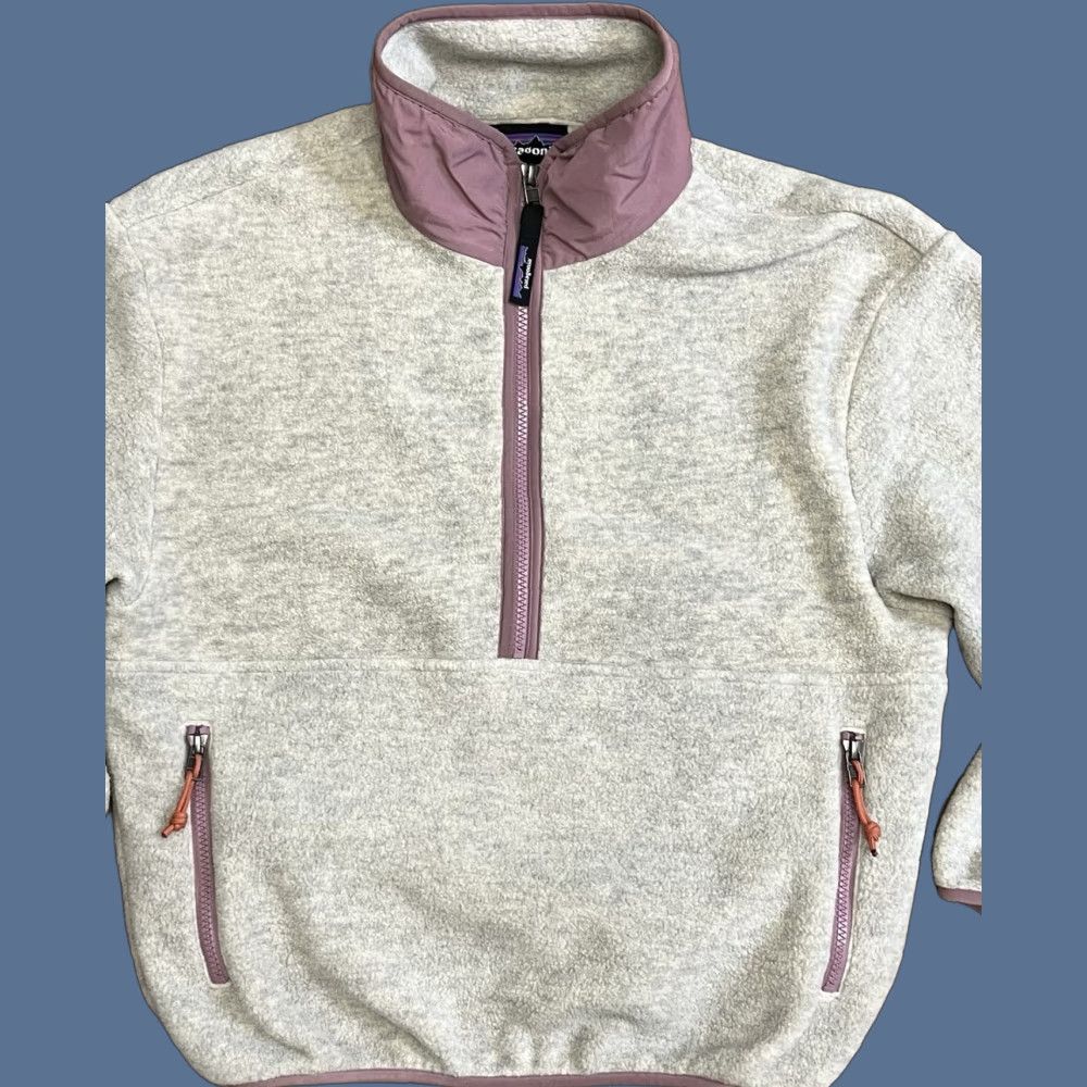 Patagonia EUC Patagonia Women's Synchilla Marsupial Oatmeal Heather Pink Trim XS Jacket Size XS / US 0-2 / IT 36-38 - 1 Thumbnail