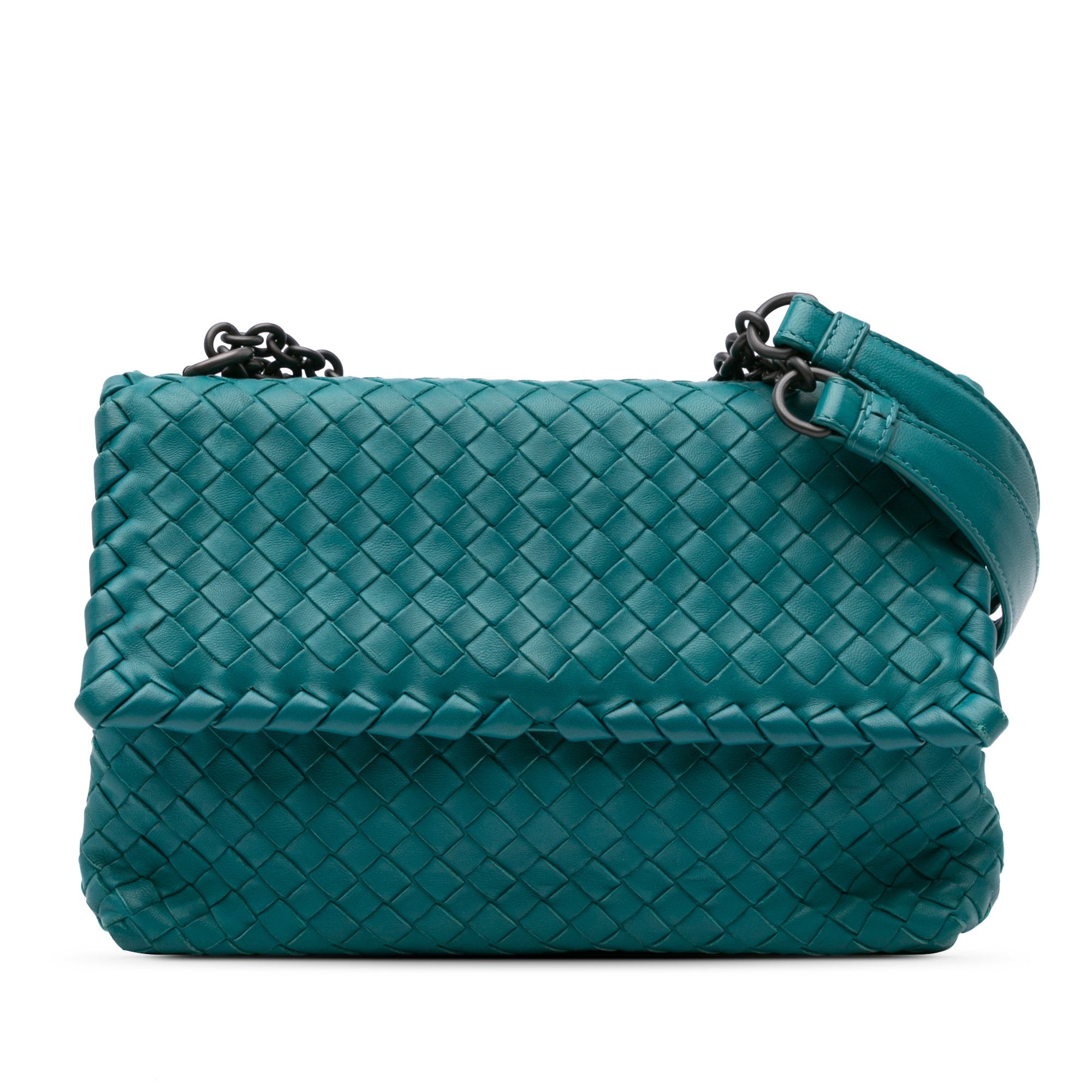 Bottega Veneta Small Nappa Intrecciato Olimpia Shoulder Bag in Blue, Women's