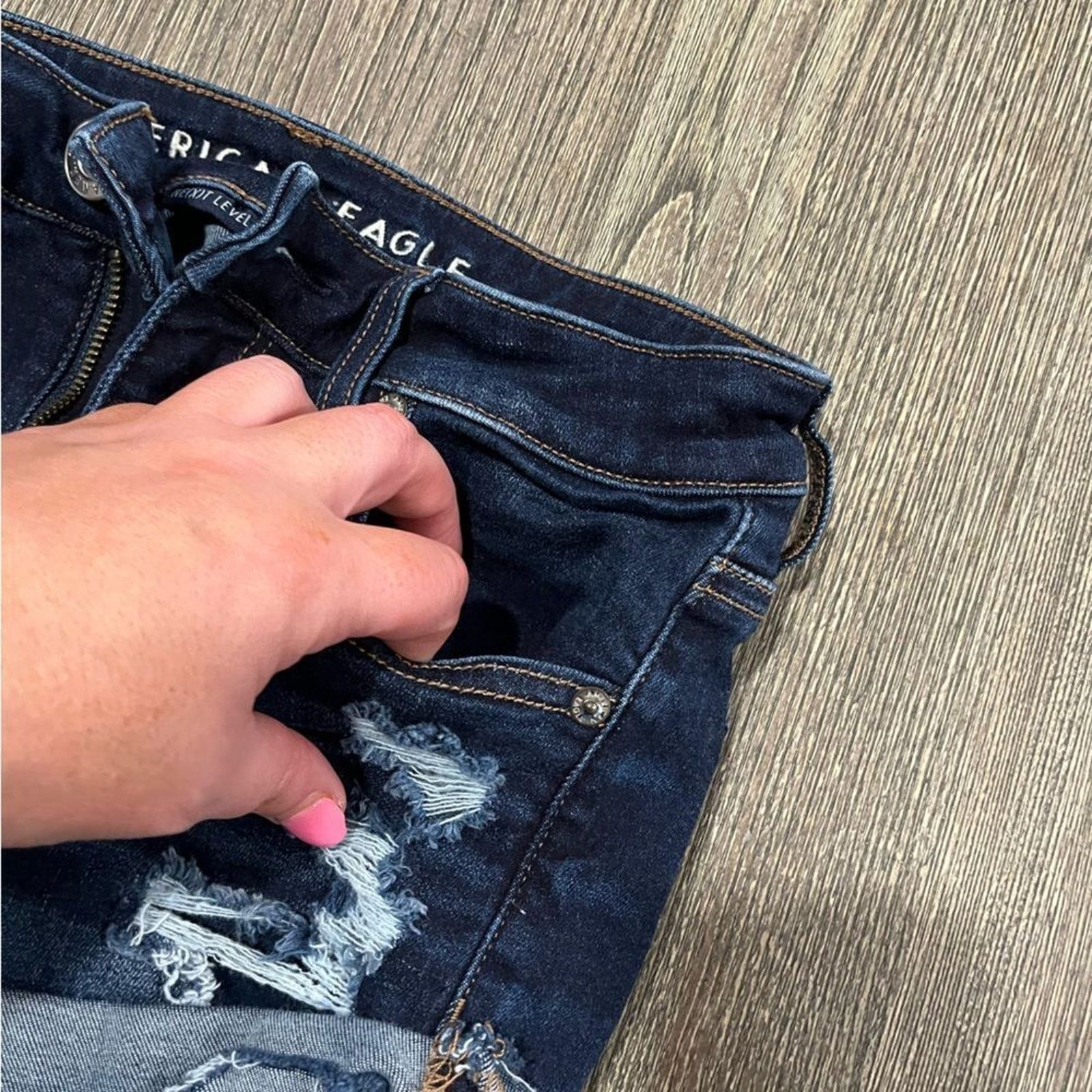 American Eagle Outfitters American Eagle Hi-Rise Shortie Shorts Next Level Blue Size 2 Size 26" / US 2 / IT 38 - 8 Thumbnail