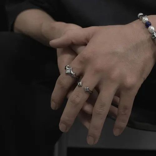 Other 962Stylish Star-Shaped Silver Rings Set Size ONE SIZE - 4 Thumbnail