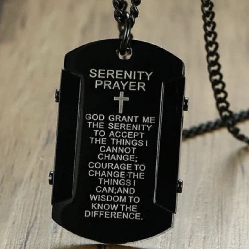 Other Black stainless steel serenity prayer dog tag necklace Size ONE SIZE - 4 Thumbnail