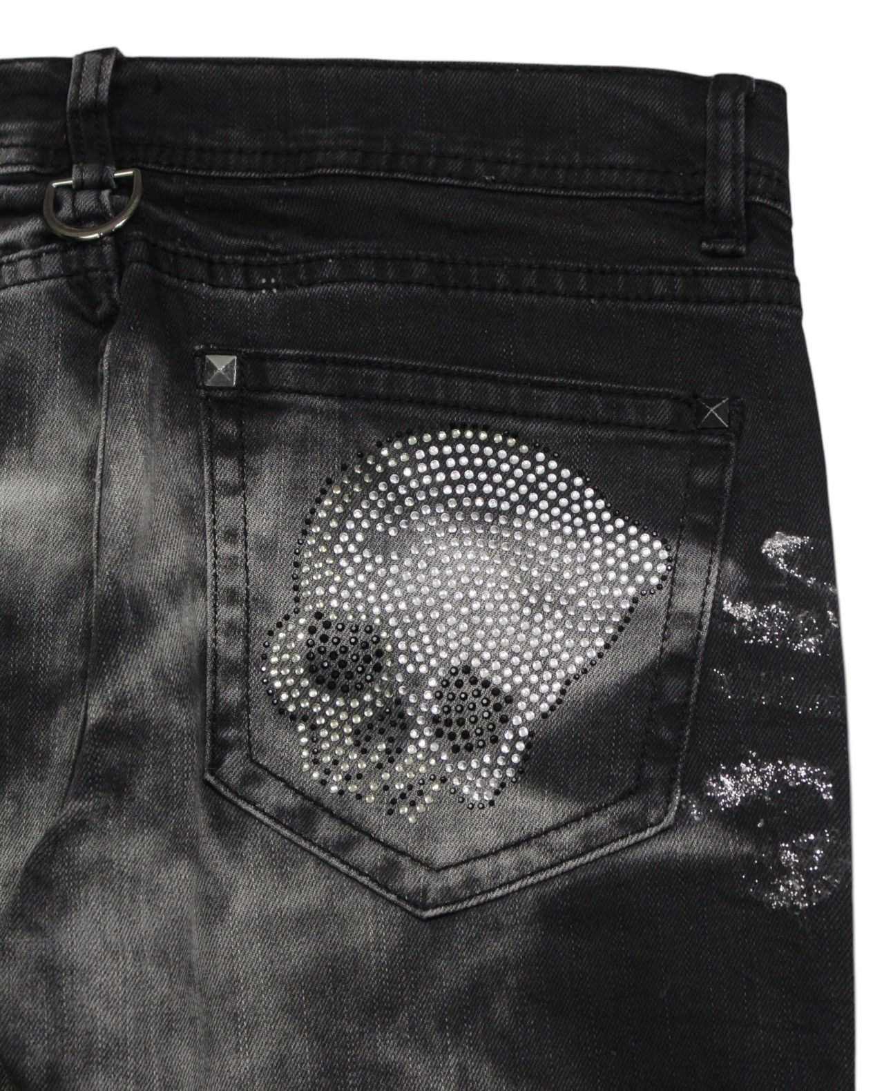 If Six Was Nine 2000S THE BLACK GENE SKULL JEANS Size US 30 / EU 46 - 8 Thumbnail
