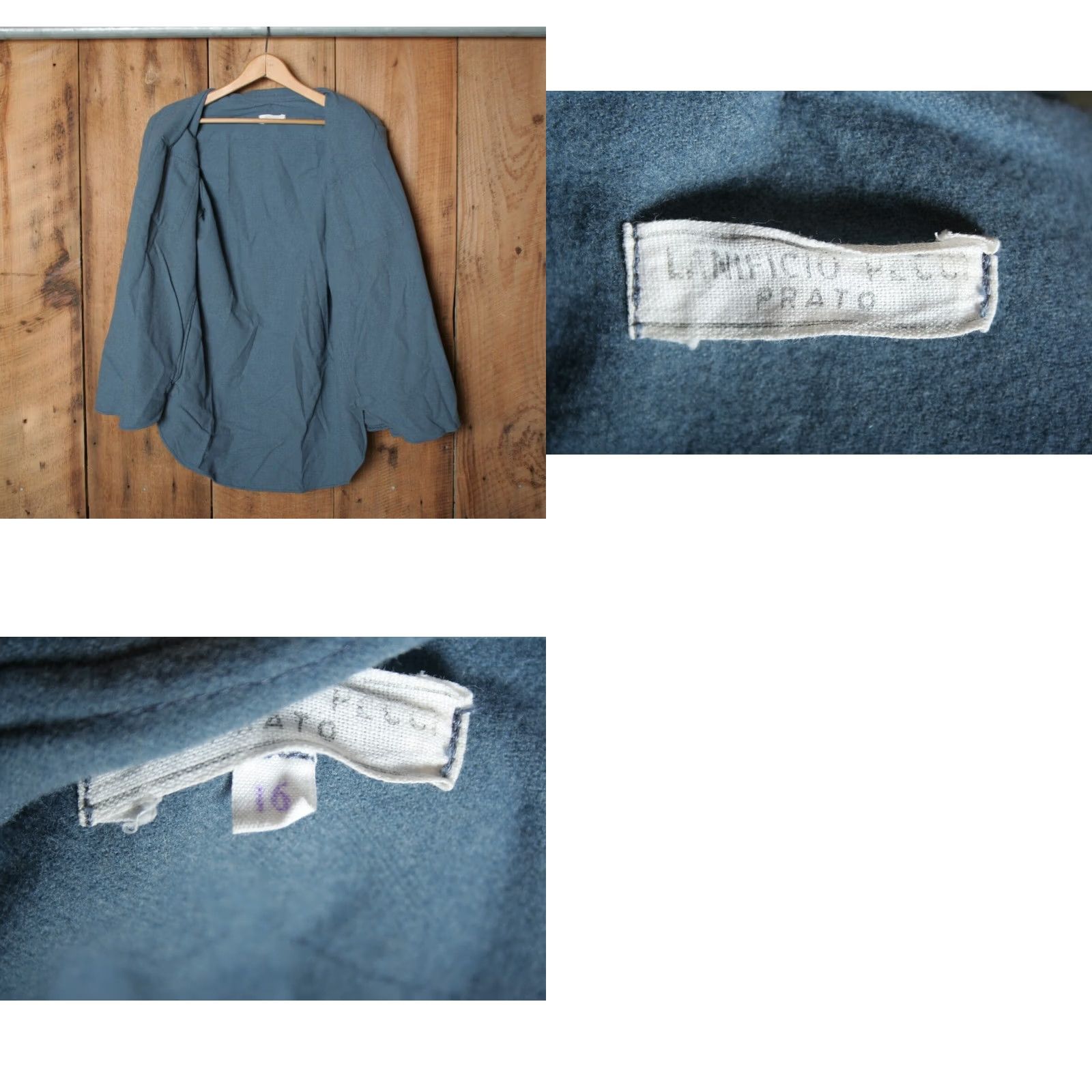 Vintage VINTAGE LANIFICIO PECCI Blue Wool Button Front Army Shirt Sz. S/M Mens Wool Button-Up Epaulettes Navy Blue Shirt Mens S/M Size US S / EU 44-46 / 1 - 8 Thumbnail
