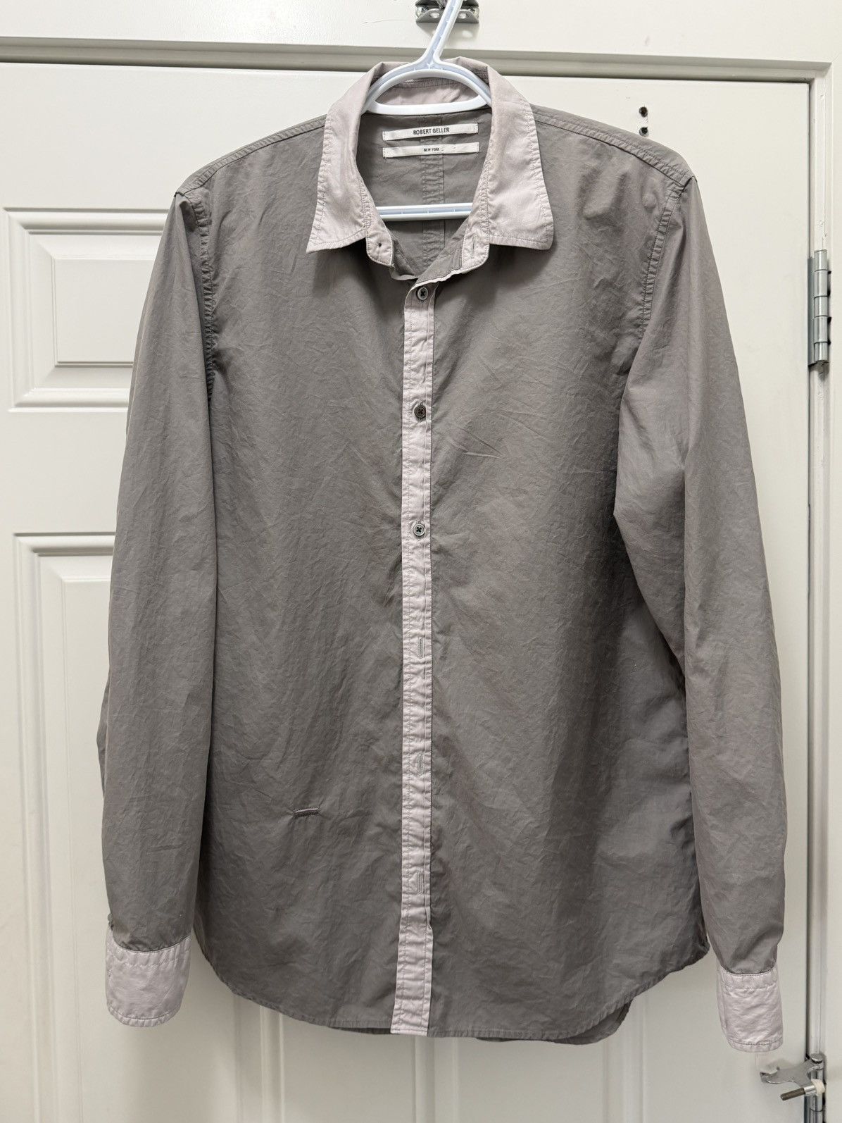 Robert Geller Robert Geller Japan Made Gray Contrast Shirt Size 50 Size US M / EU 48-50 / 2 - 1 Thumbnail