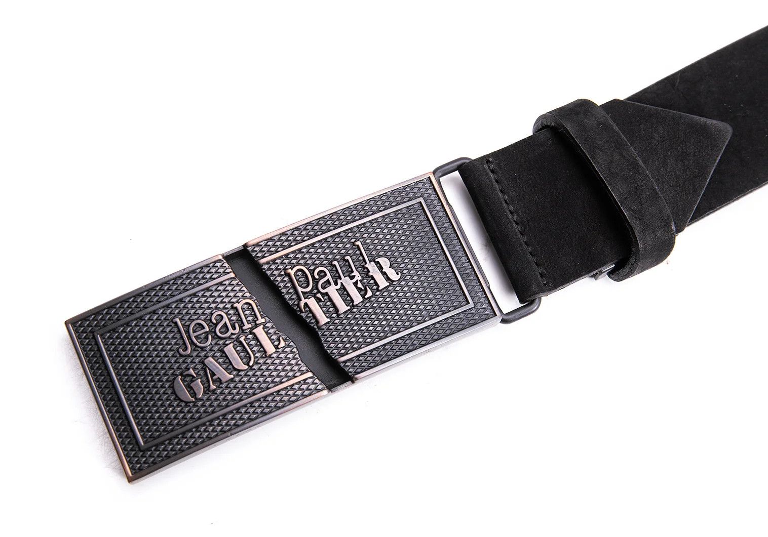 Jean Paul Gaultier Broken Logo Buckle Leather Belt in Black Size ONE SIZE - 3 Thumbnail