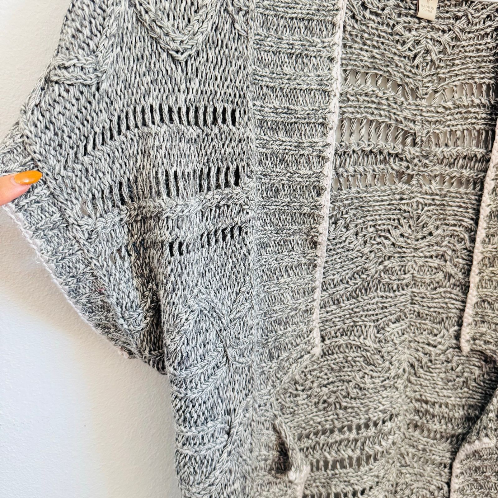 Banana Republic NEW Banana Republic Grey White Cable Knit Cardigan Sweater Size S / US 4 / IT 40 - 7 Thumbnail