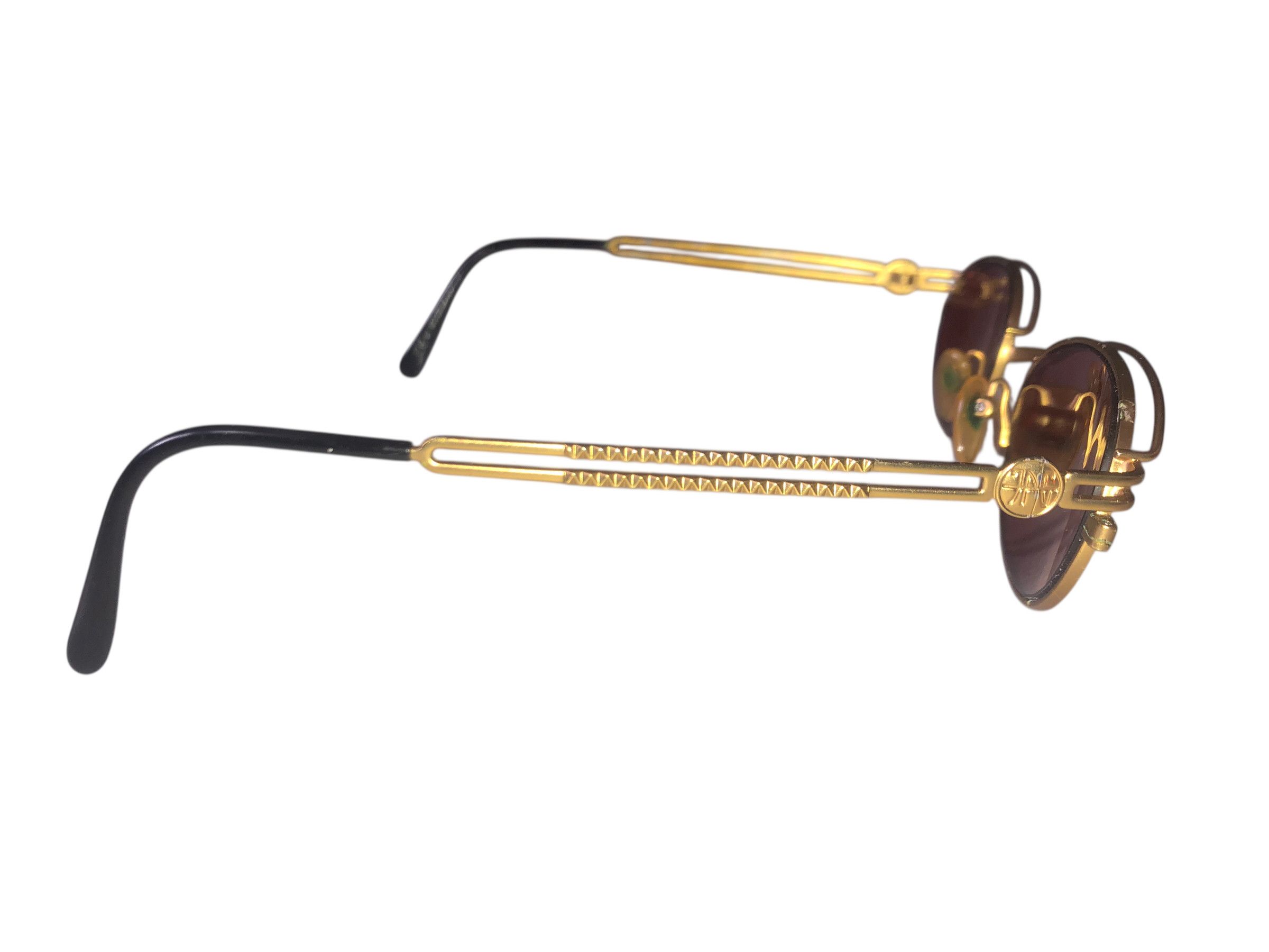 Jean Paul Gaultier 💯🔥Vintage JPG JEAN PAUL GAULTIER 58-6104 Gold Sunglasses Size ONE SIZE - 9 Thumbnail