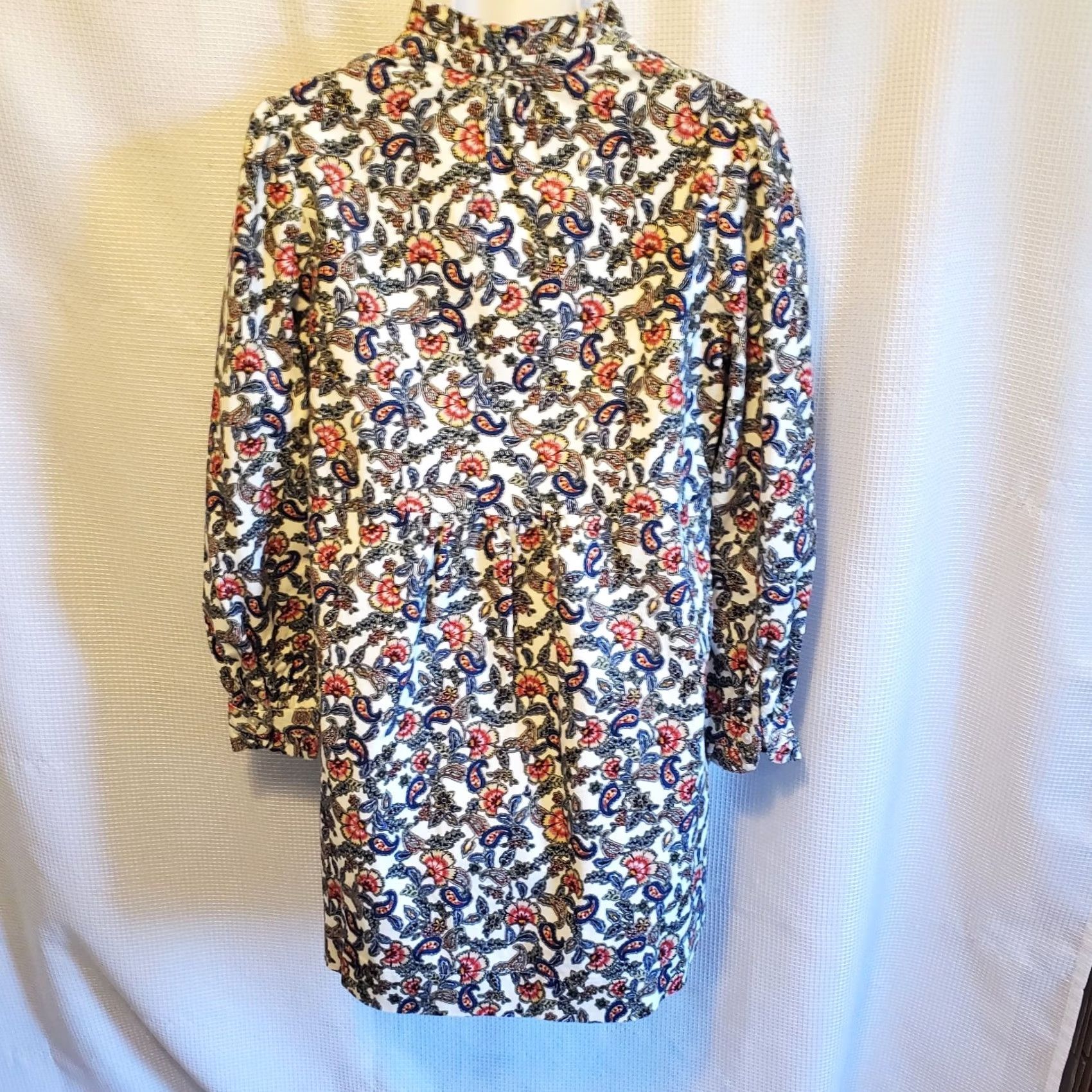 Boden Boden Womens Sz 6P Corduroy Paisley Floral Mini Dress Ruffel Cuff Size M / US 6-8 / IT 42-44 - 2 Thumbnail