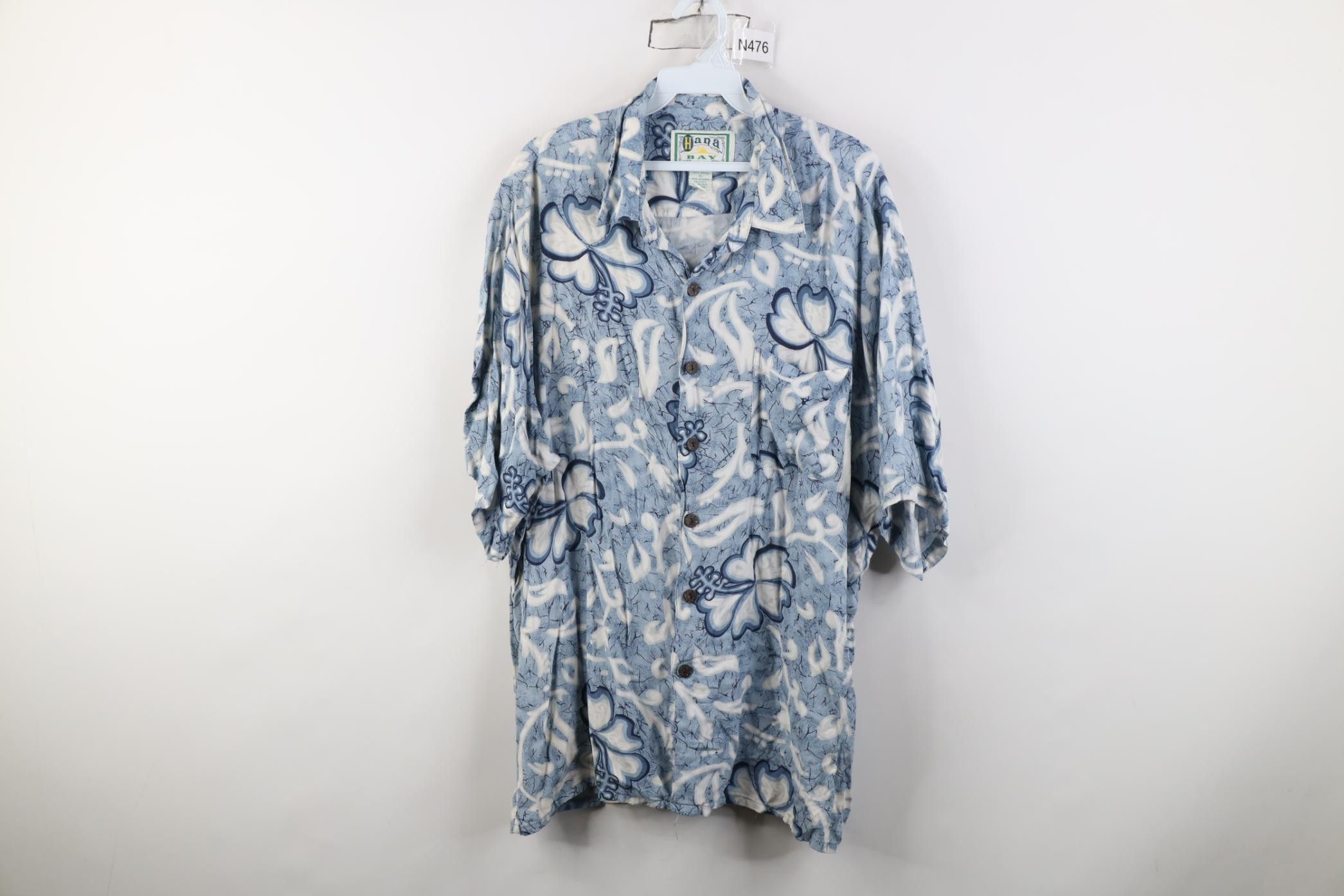 Vintage Vintage 90s Streetwear Gabardine Flower Hawaiian Shirt Size US XL / EU 56 / 4 - 1 Thumbnail