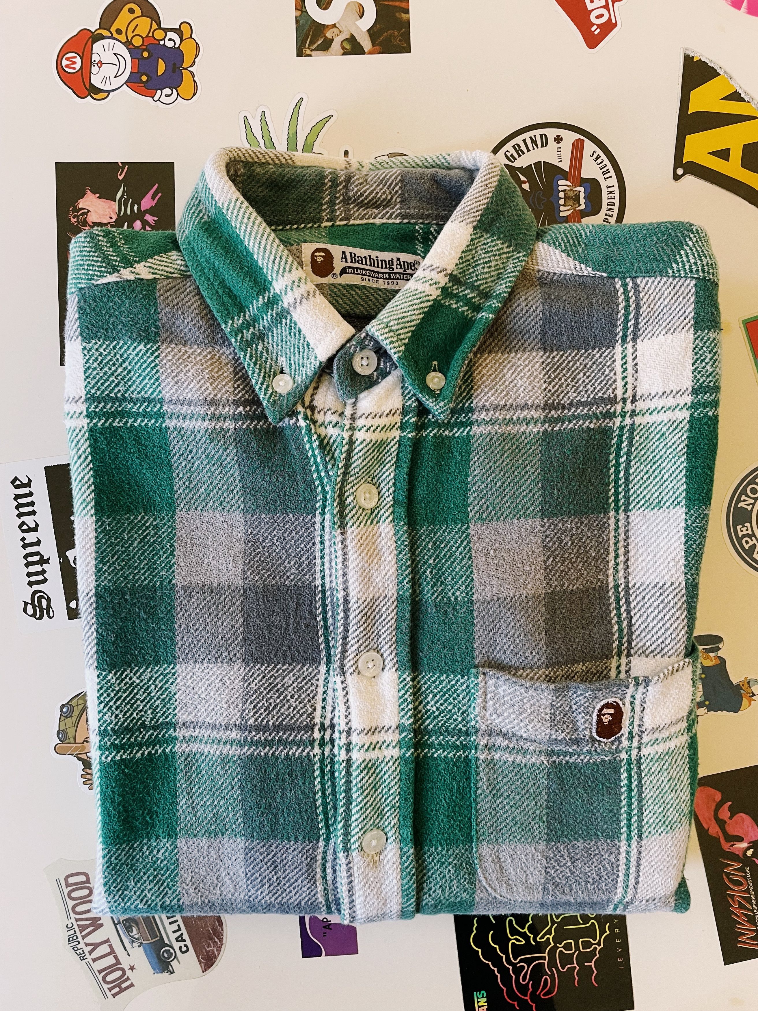 Bape Vintage Y2K Bape A Bathing Ape Checkered Flannel Shirt Size US M / EU 48-50 / 2 - 7 Thumbnail