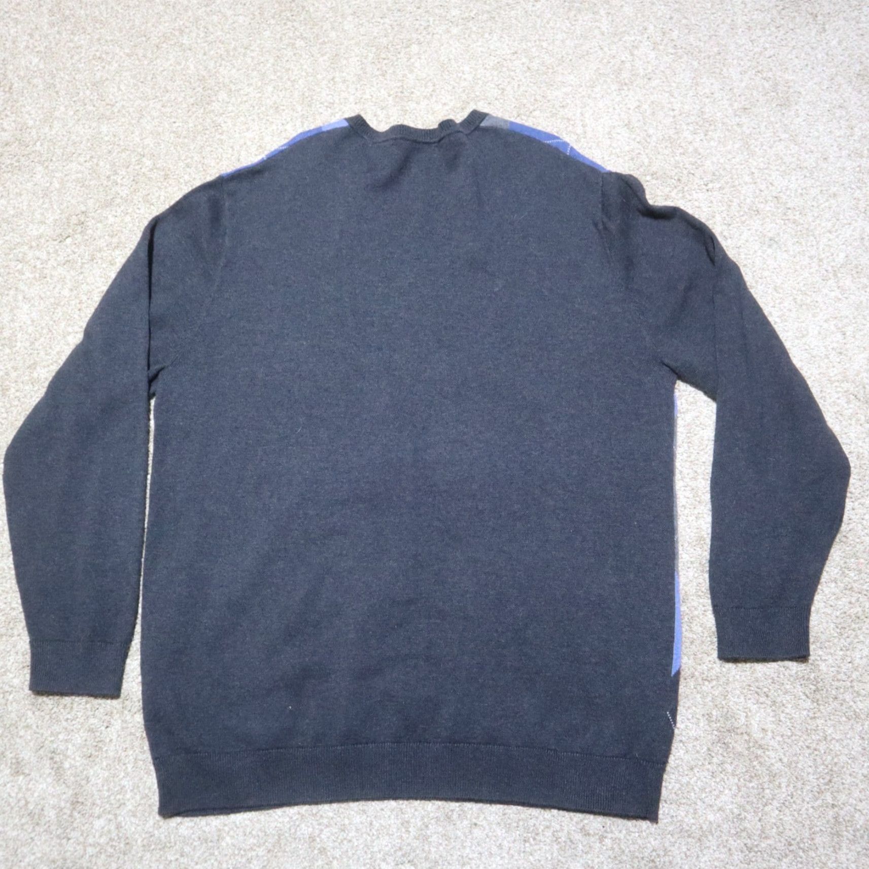 Liz Claiborne Liz Claiborne Sweater V-Neck Long Sleeve Women's Size L Gray Blue Checked Pullover Knit Modern Classic 60s 70s Holiday Womens Size L / US 10 / IT 46 - 6 Thumbnail