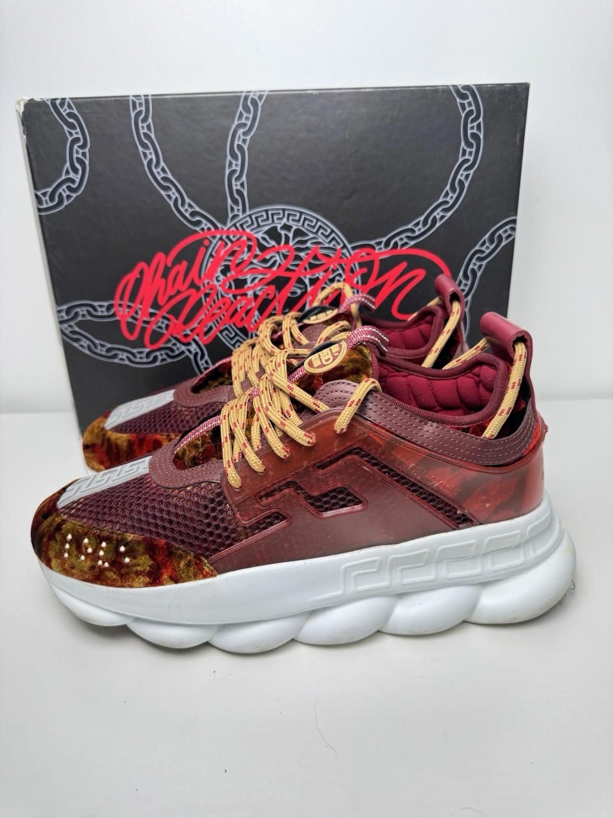 Versace Versace Chain Reaction Sneakers SZ 42.5 Red Multi Preowned Size US 9.5 / EU 42-43 - 3 Thumbnail