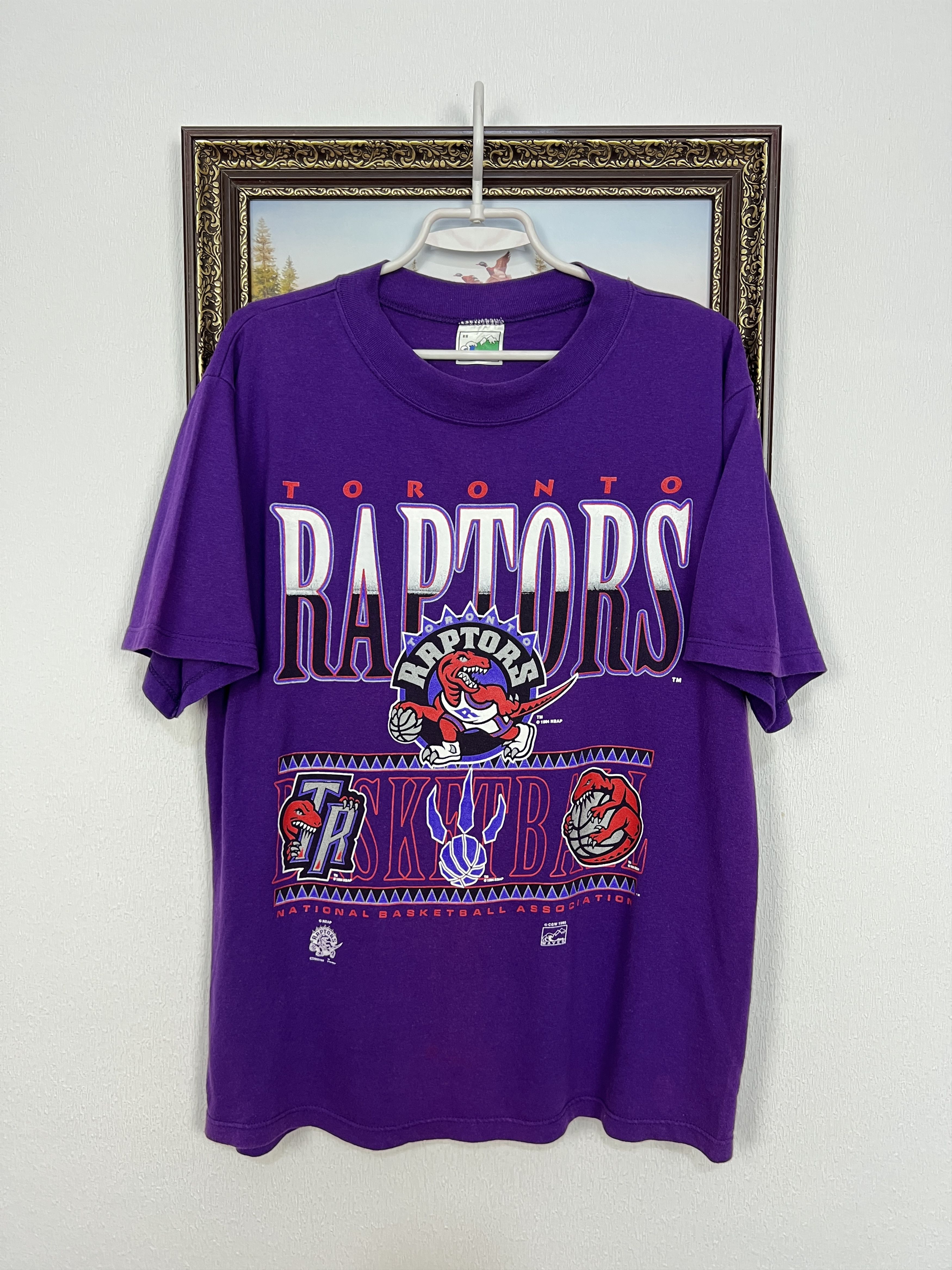 Vintage Vintage 90's Toronto Raptors NBA Over Print Shirt Rare Size US M / EU 48-50 / 2 - 1 Thumbnail