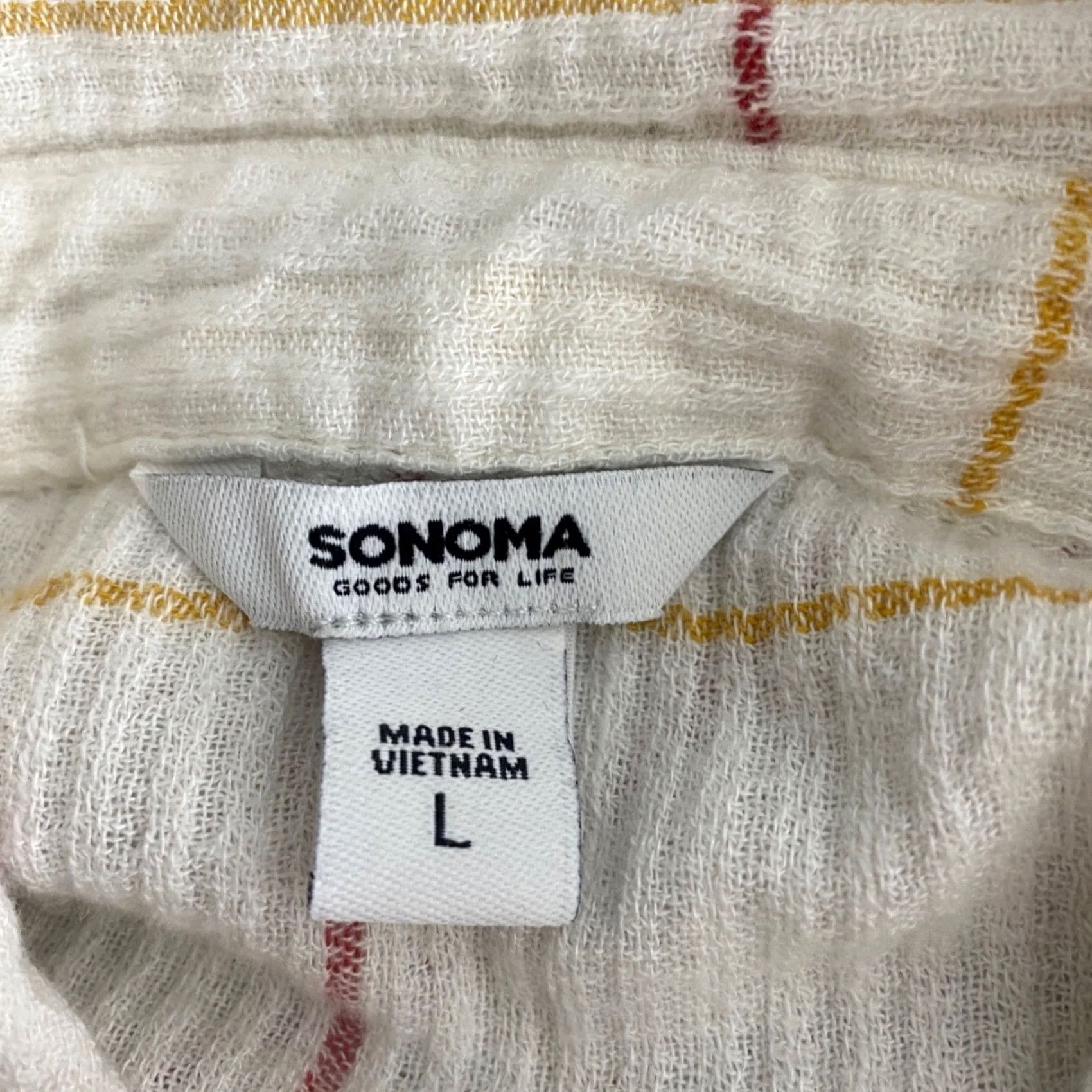 Vintage Sonoma Womens Large Plaid Button Up Long Sleeve Top Officecore Business Casual White Size L / US 10 / IT 46 - 3 Thumbnail