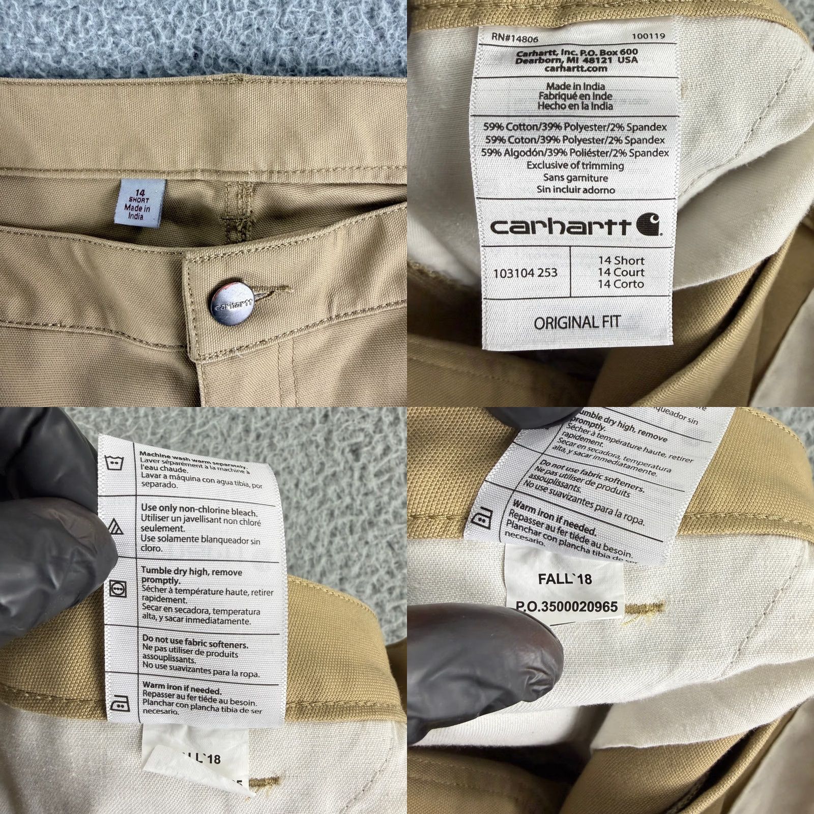 Carhartt Carhartt Original Fit Canvas Work Pants Womens 14W Short Tan Stretch Straight Leg Size 36" / US 14 / IT 50 - 9 Thumbnail