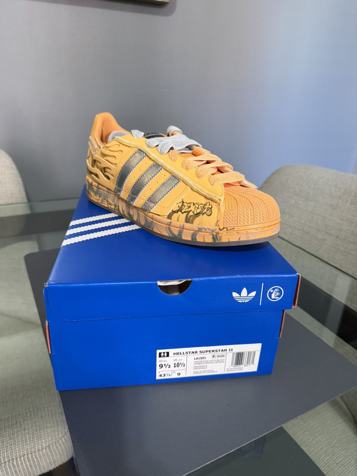 HELLSTAR Adidas Superstar Hellstar Hazy Orange Creamsicle Size US 10 / EU 43 - 1 Thumbnail