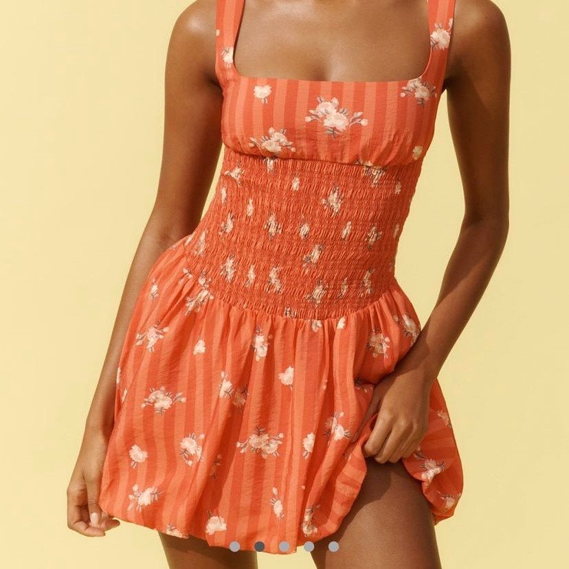 Anthropologie NWT By Anthropologie Square-Neck Smocked Mini Dress Size M / US 6-8 / IT 42-44 - 2 Thumbnail
