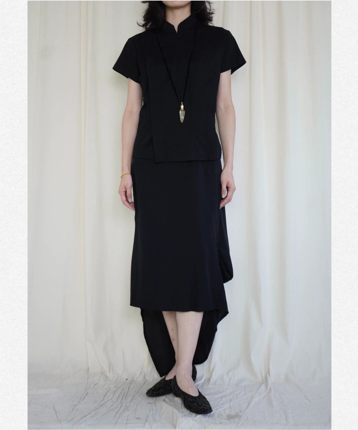 Yohji Yamamoto Yohji Yamamoto Noir 2000s Front-Short Back-Long Structured Skirt Size S / US 4 / IT 40 - 1 Thumbnail