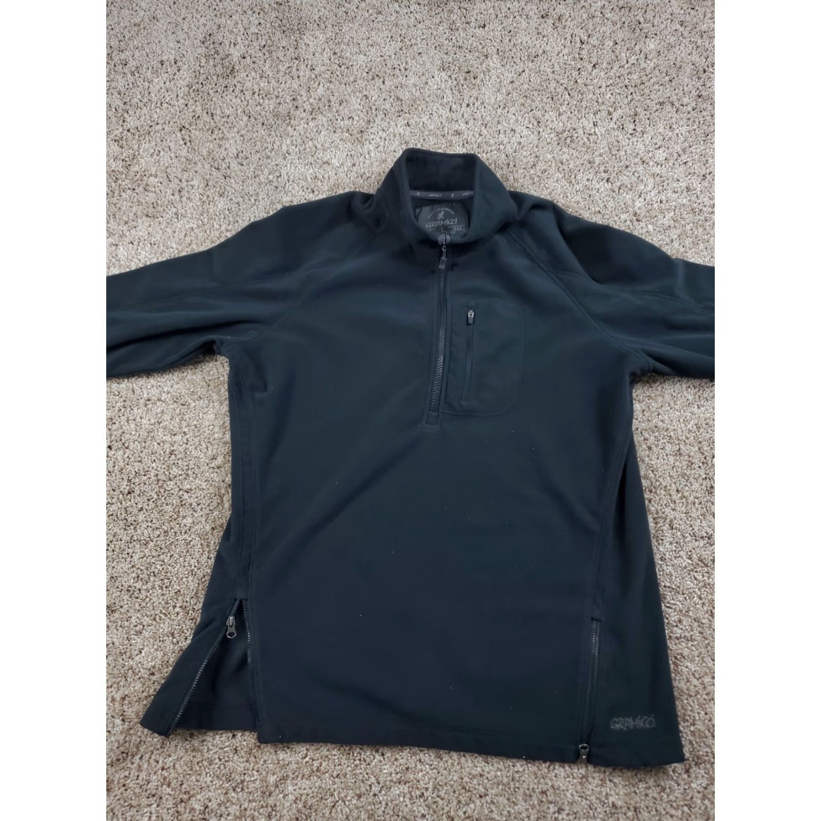 Gramicci Gramicci Jacket Windbreaker L Black 1/4 Zip Fleece Outdoor Casual Workwear Mens Size US L / EU 52-54 / 3 - 3 Thumbnail