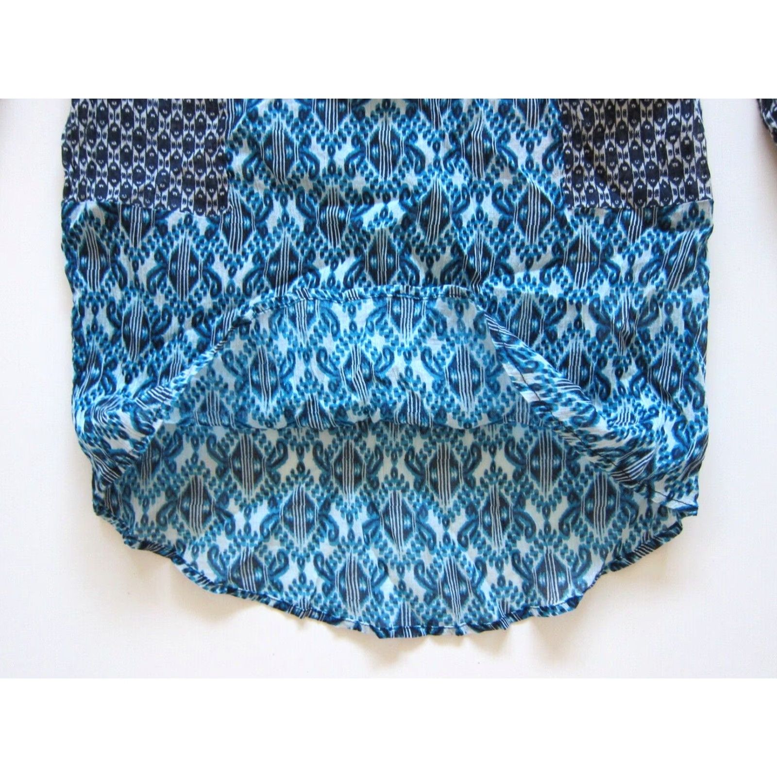 Lucky Brand Lucky Brand Blue Batik 100% Cotton Gauze Blouse 3/4 Sleeve Tunic XS Women Batik Peasant Shirt Size XS / US 0-2 / IT 36-38 - 5 Thumbnail