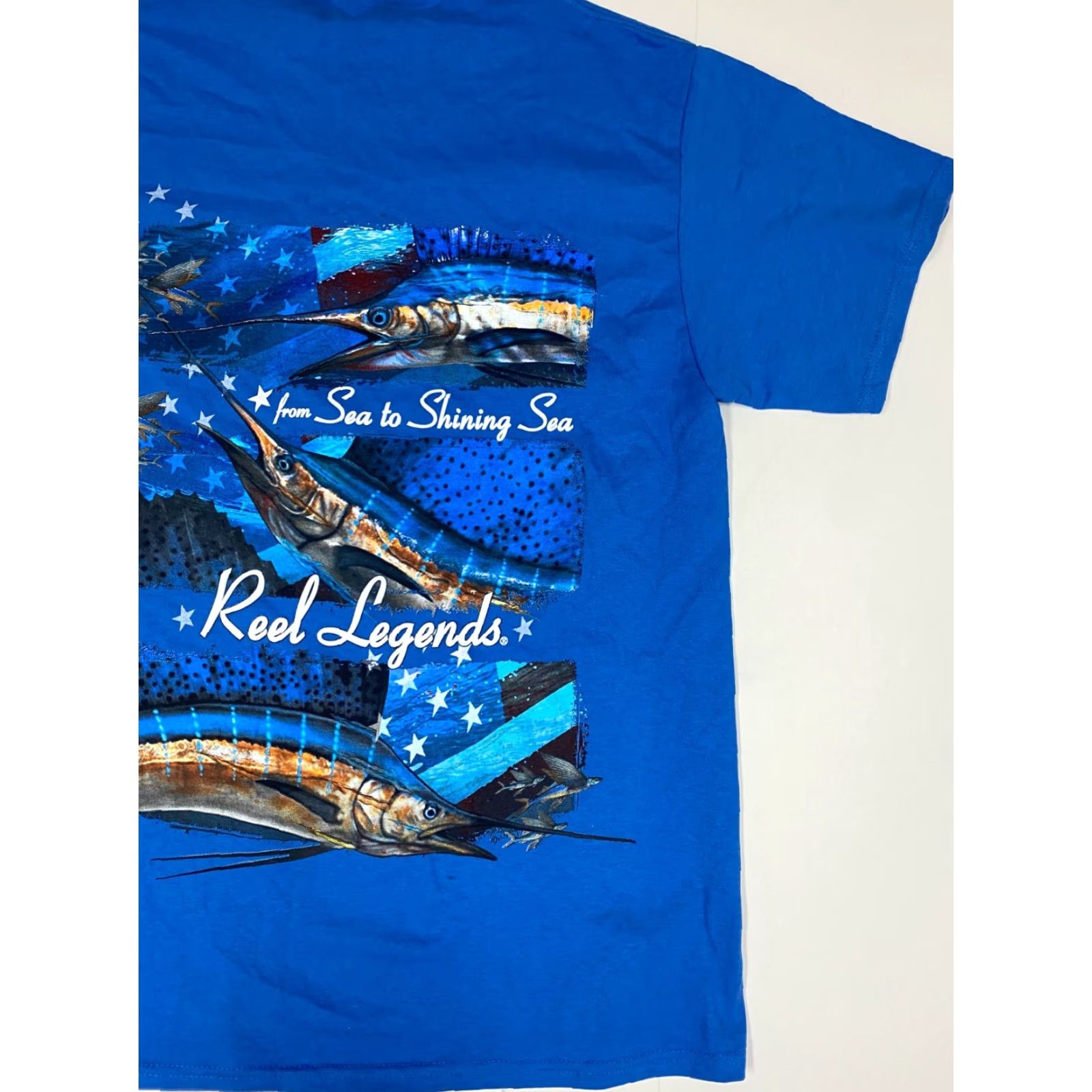 Vintage Reel Legends Shirt mens Medium blue from sea to shining sea Size US M / EU 48-50 / 2 - 7 Thumbnail
