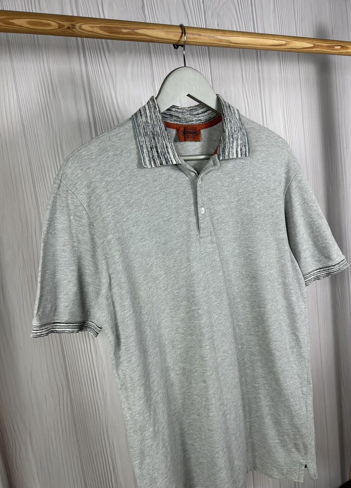 Missoni MISSONI Made In Italy Gray Polo Shirt 100% Cotton Size Size US L / EU 52-54 / 3 - 2 Thumbnail