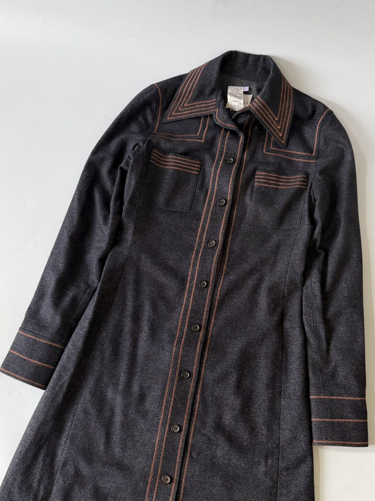 Celine 1990’s Celine Long Sleeved Charcoal Denim Maxi Shirt Dress Size XS / US 0-2 / IT 36-38 - 3 Thumbnail