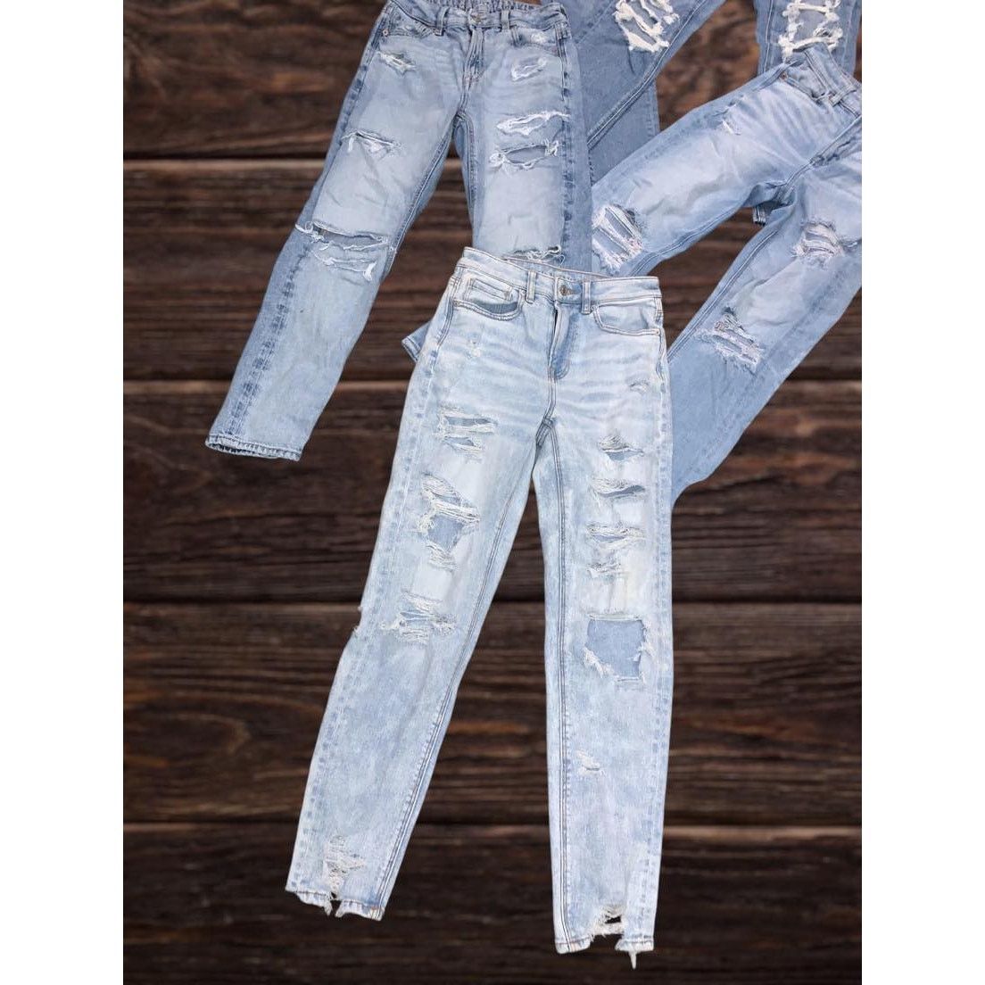 American Eagle Outfitters 2 Pair American Eagle Women Distress Jean 00 Skinny Straight Size 24" / US 00 / IT 34 - 2 Thumbnail