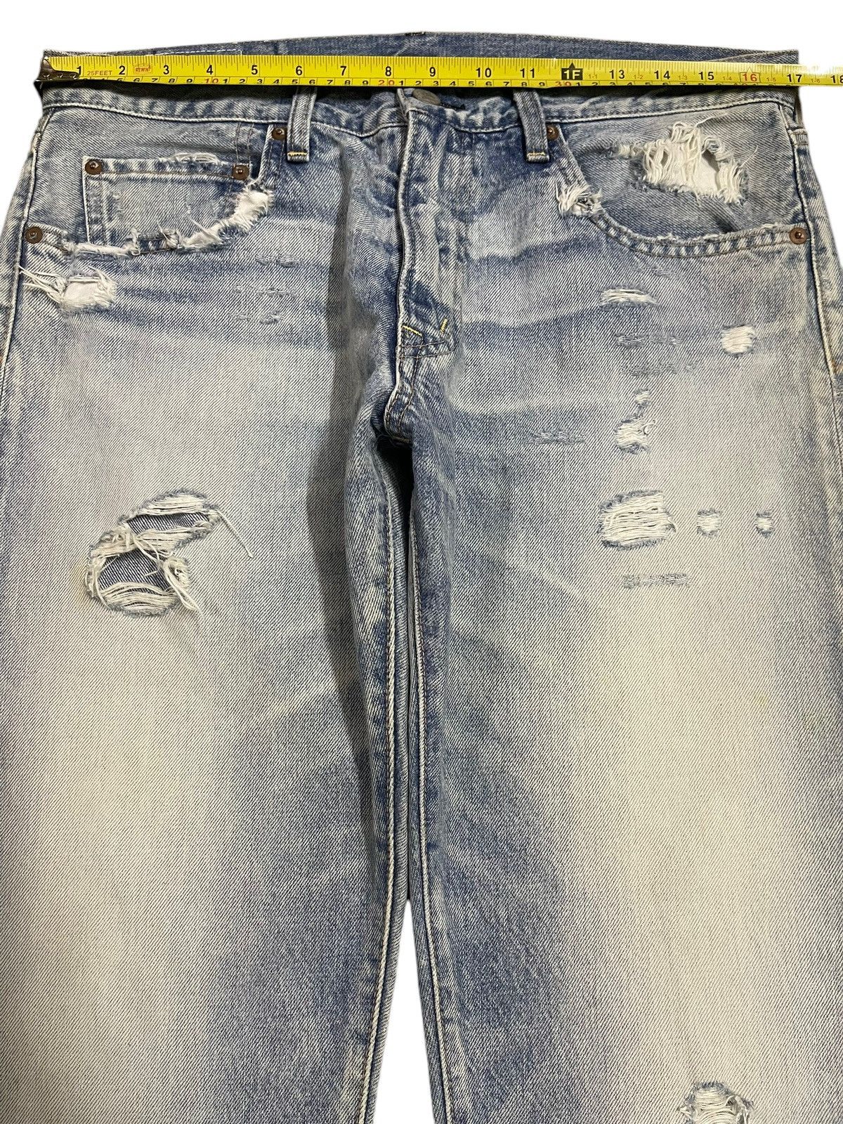 14th Addiction Vintage Japanese R.N.A Blue Bleached Distressed Loose Jeans Size US 34 / EU 50 - 12 Thumbnail