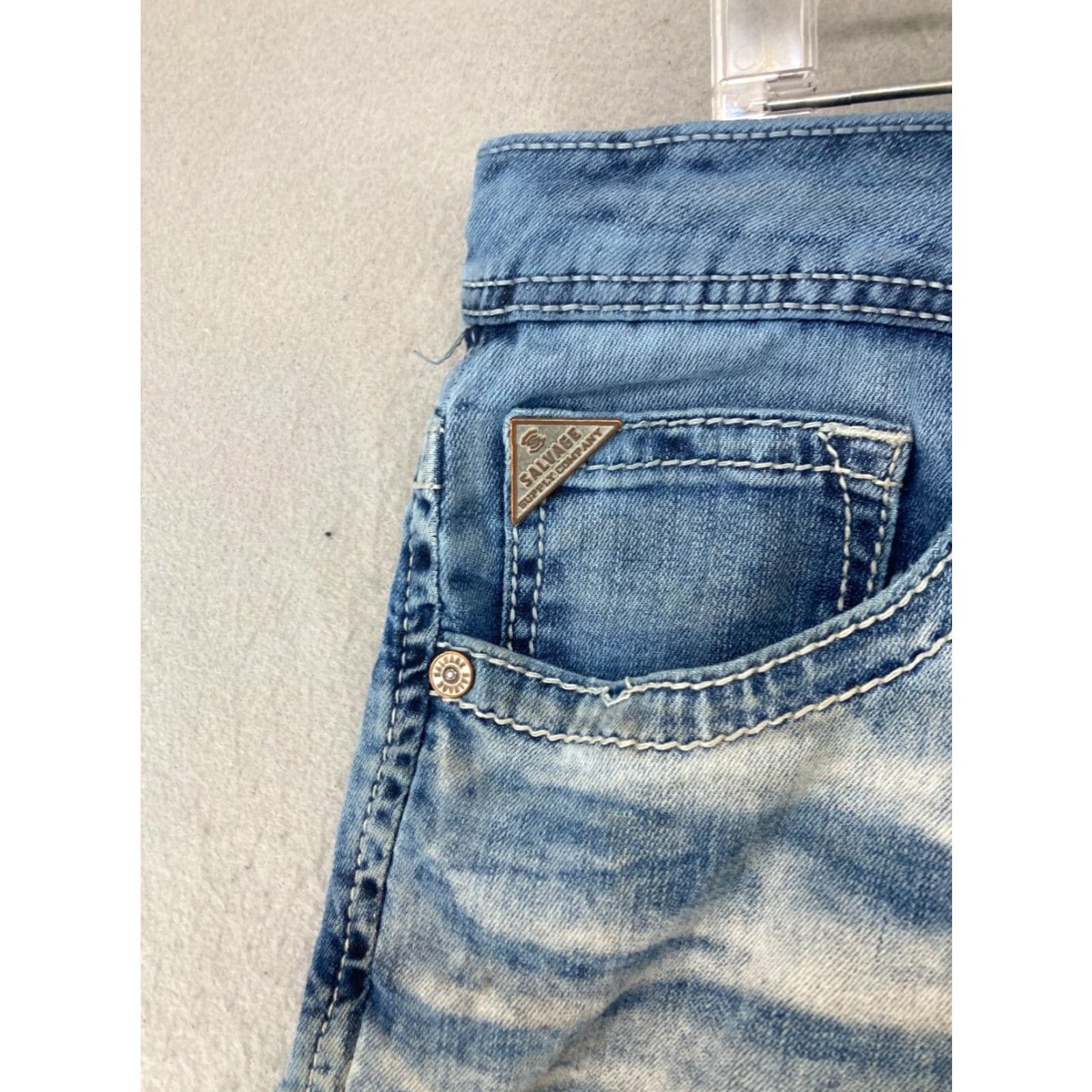 Vintage Salvage Supply Men's Jeans 34x30 Blue Distressed Straight Fit 5-Pocket Comfort Grunge Hip Hop Size US 34 / EU 50 - 5 Thumbnail