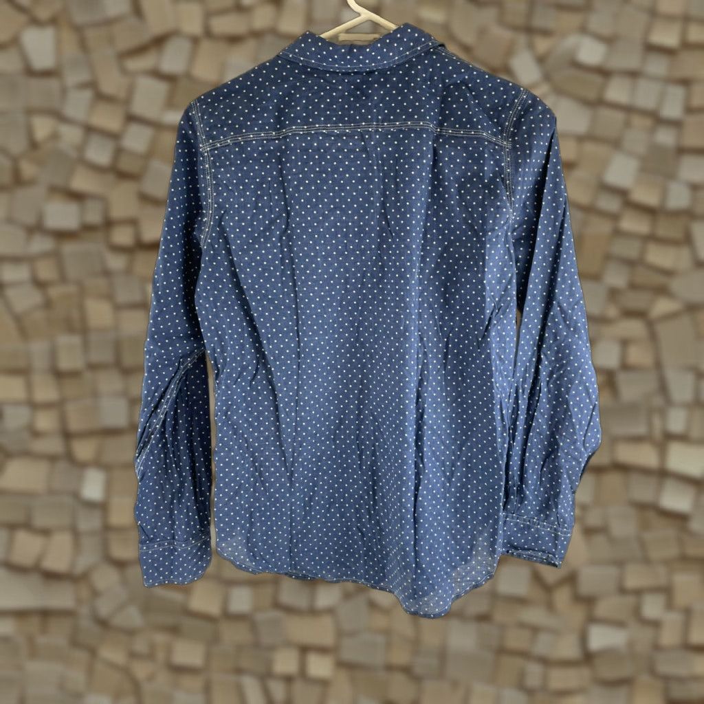 Vintage Lauren Jeans Co. Shirt Women’s S Blue White Polka Dots Patch Pocket Button Up Size S / US 4 / IT 40 - 1 Thumbnail