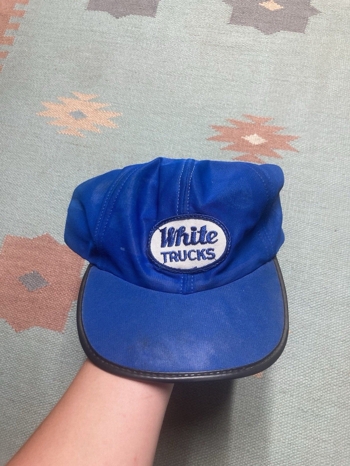 Vintage 70s 80s SnapBack hat white trucks patch lightweight blue Size ONE SIZE - 2 Thumbnail
