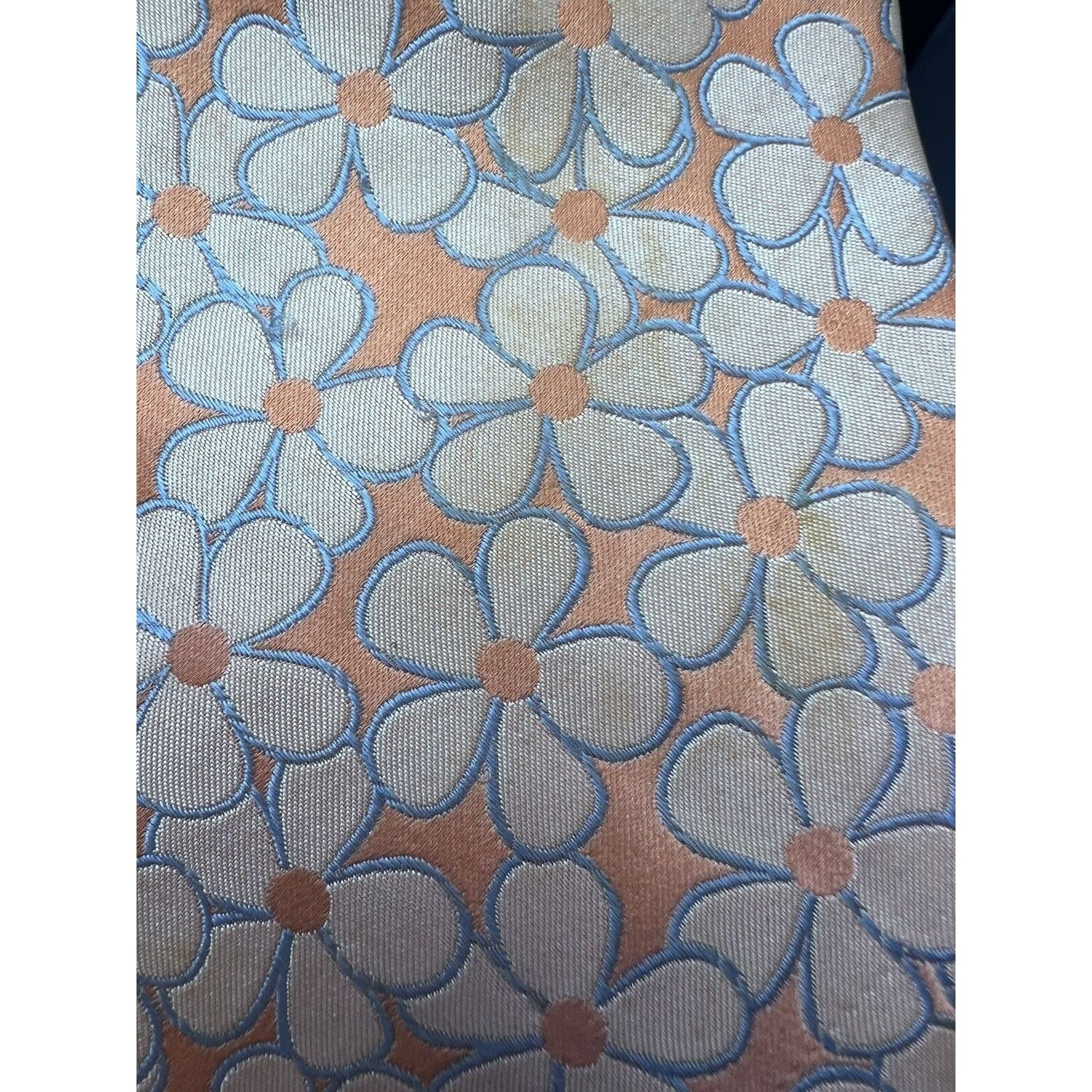 Croft & Barrow Croft & Barrow Tangerine With Cream Colored Flowers Silk Tie Size ONE SIZE - 3 Thumbnail