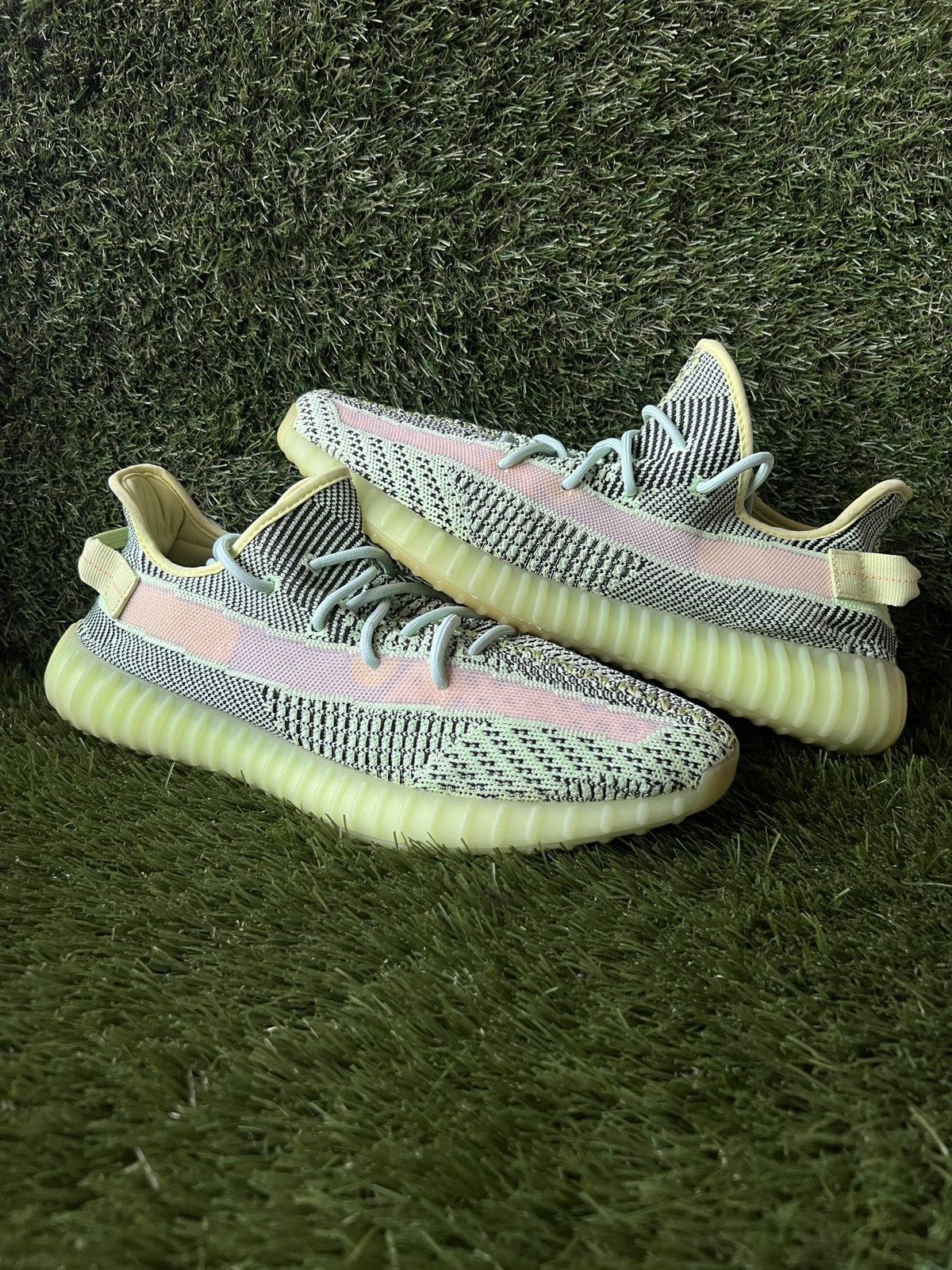 image of Adidas Yeezy 350 V2 Yeezreel Non Reflective Shoes in Green, Men's (Size 14)