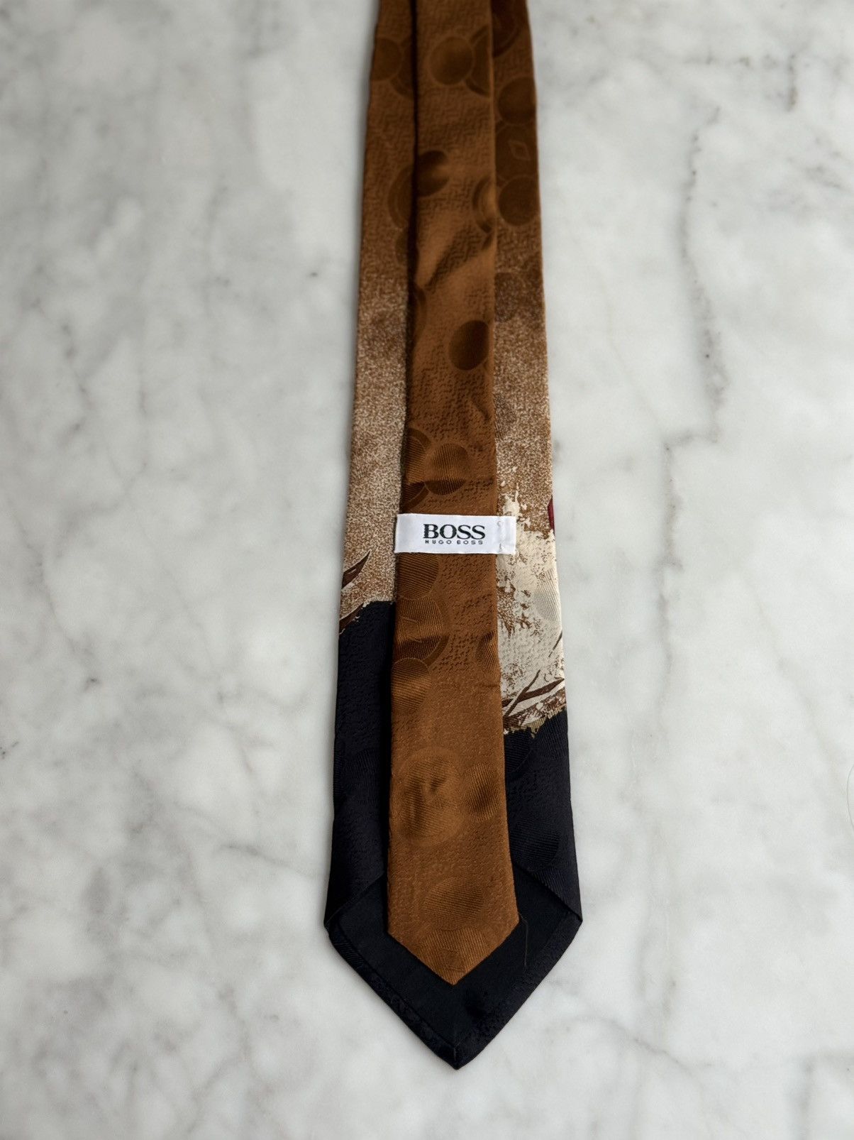 Hugo Boss Vintage Hugo Boss Skiing Tie Tan Novelty Print 100% Silk Size ONE SIZE - 3 Thumbnail