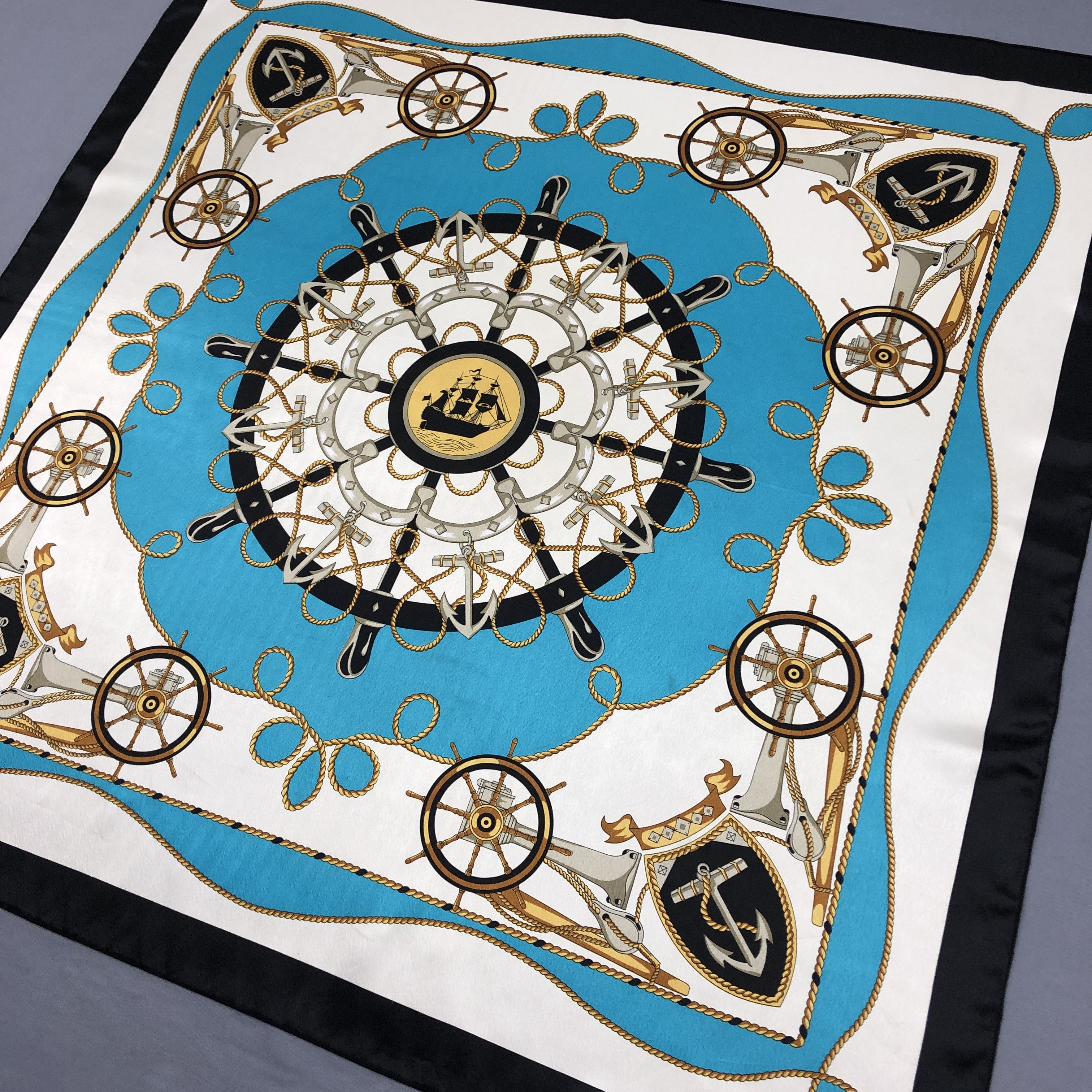 Japanese Brand Vintage Nautical SILK Scarf Twill Stole Wraps Scarves Size ONE SIZE - 3 Thumbnail