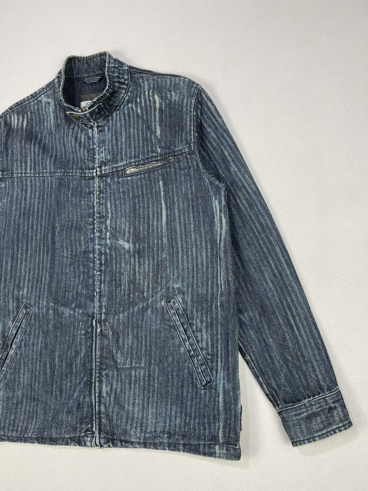 Japanese Brand PWPL STRIPPED DISTRESSED DENIM JACKETS Size US M / EU 48-50 / 2 - 3 Thumbnail