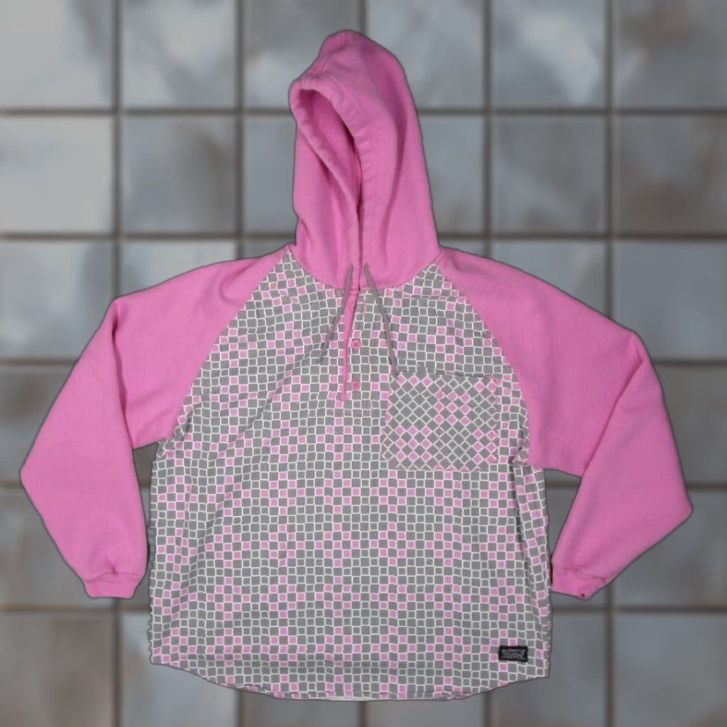 Levi's VINTAGE Levi's Hoodie Men Medium Pink Check Long Sleeve Pullover Heavyweight Zip Closure Retro Logo Size US M / EU 48-50 / 2 - 1 Thumbnail