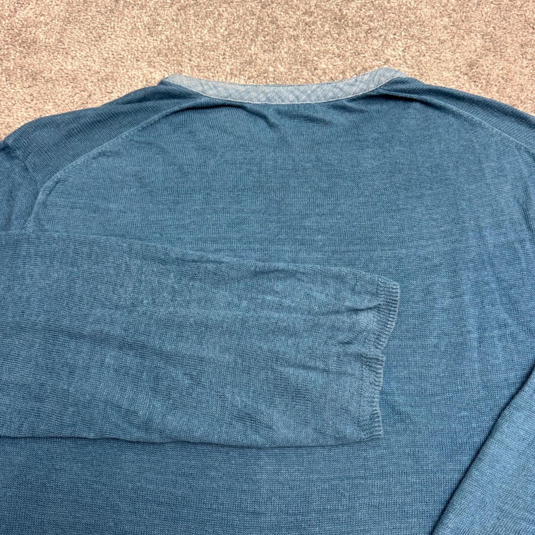 Armani Exchange VINTAGE Armani Exchange Crew Neck Pullover Sweater Mens M Linen Knit Blue 90s Classic Preppy Logo Size US M / EU 48-50 / 2 - 5 Thumbnail