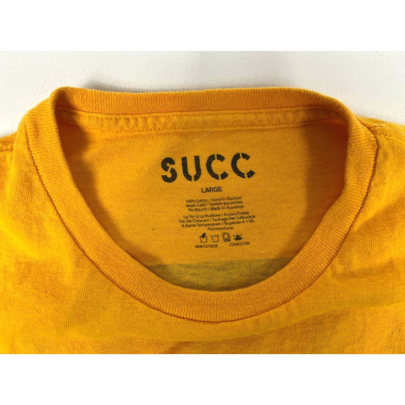 Vintage Succ International Men’s Long Sleeve T-Shirt Crew Neck Sz L Mustard Yellow Graphic Logo 100% Cotton Double-Sided Vintage? Size US L / EU 52-54 / 3 - 6 Thumbnail