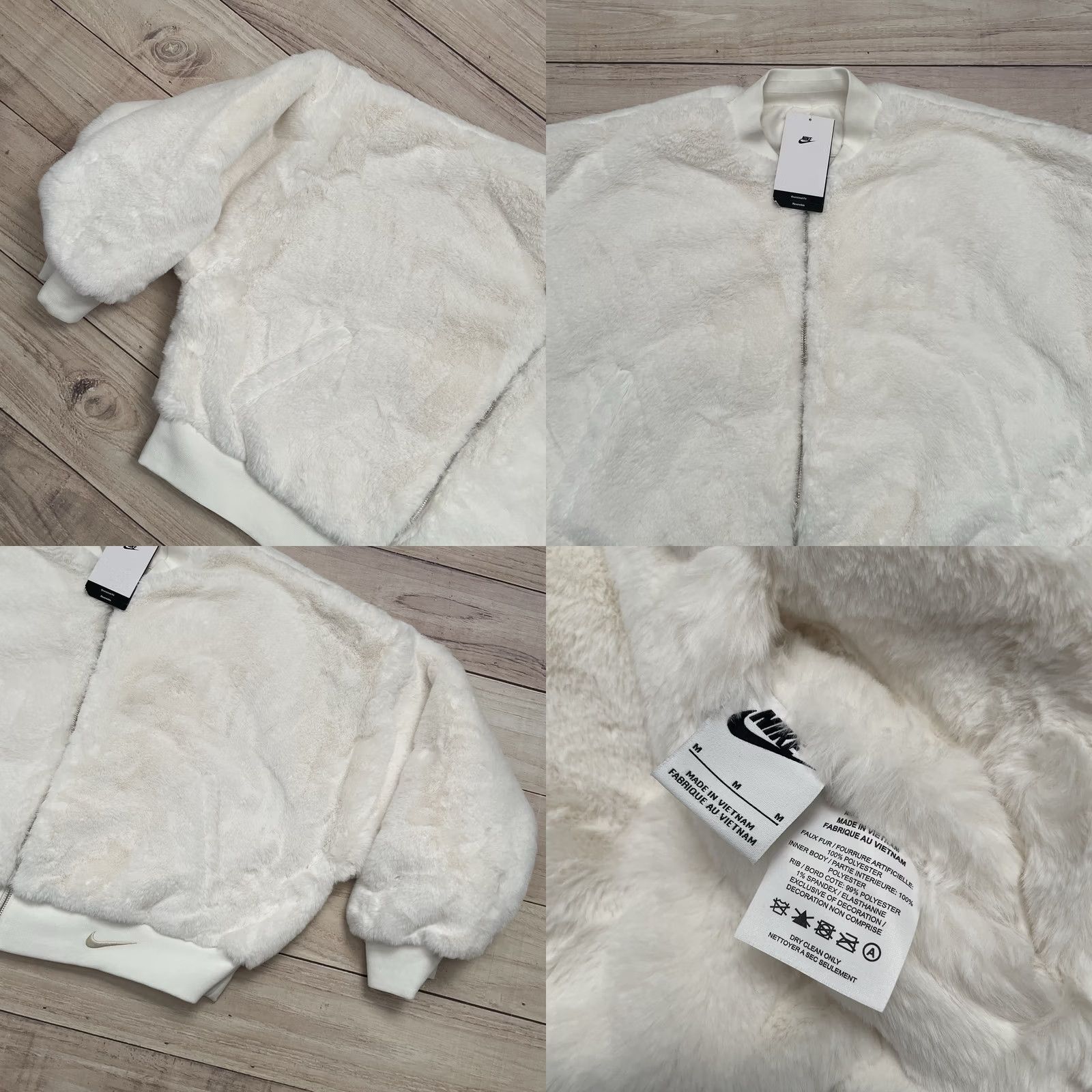 Nike VINTAGE? No – ignore. Reversible Faux Fur Satin Bomber Jacket Nike Women M White NWT FB8692-133 jacket Size M / US 6-8 / IT 42-44 - 9 Thumbnail