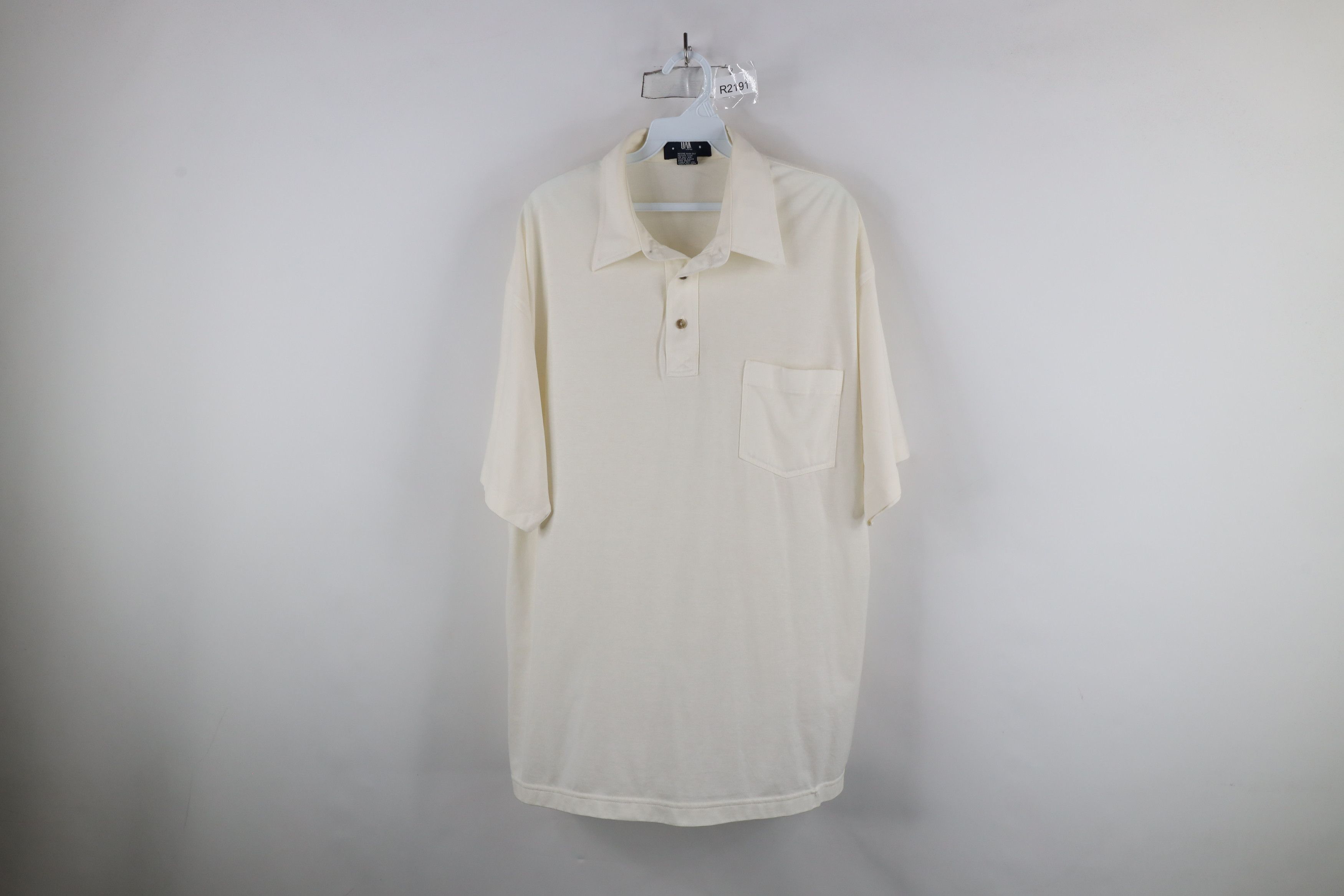 Vintage Vintage 90s Streetwear Collared Pocket Polo Shirt Cream Size US XL / EU 56 / 4 - 1 Thumbnail