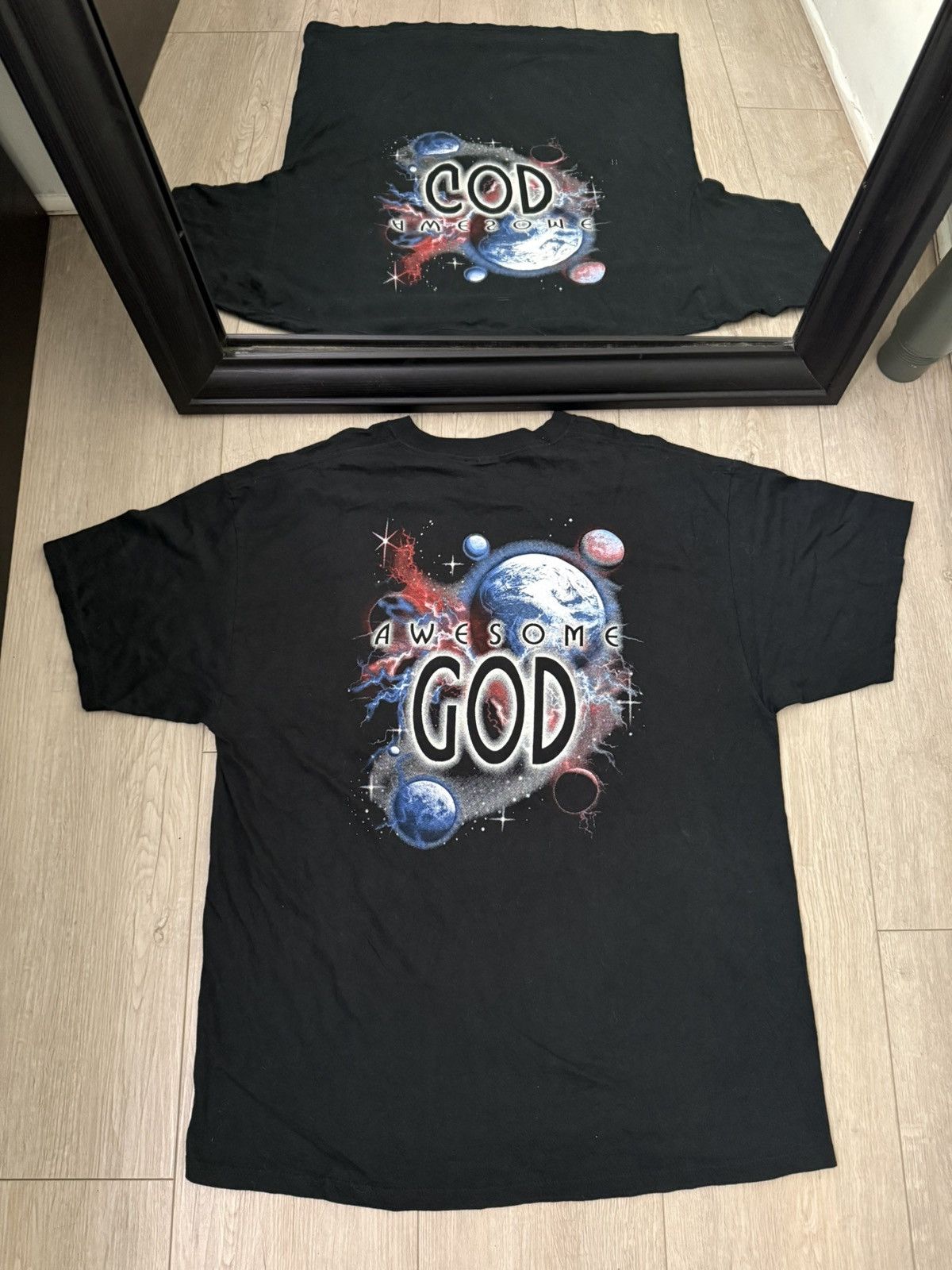 Vintage Vintage / Y2K Rare 1990s “Awesome God” Space Shirt Size US XL / EU 56 / 4 - 1 Thumbnail