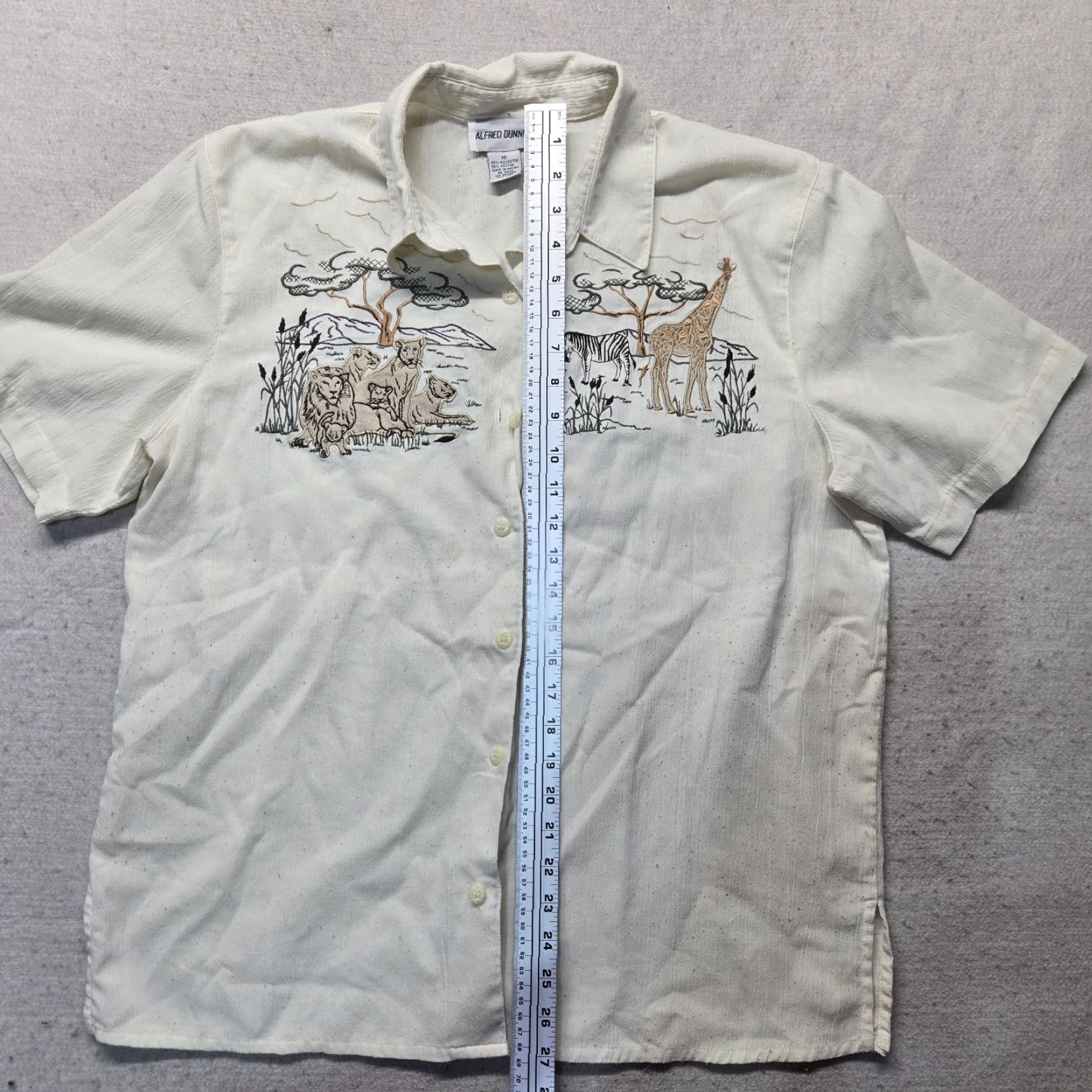 Vintage VINTAGE Alfred Dunner Tan Embroidered Zoo Animal African Button Up Shirt Adult Womens 16 Size XXL / US 16-18 / IT 52-54 - 7 Thumbnail