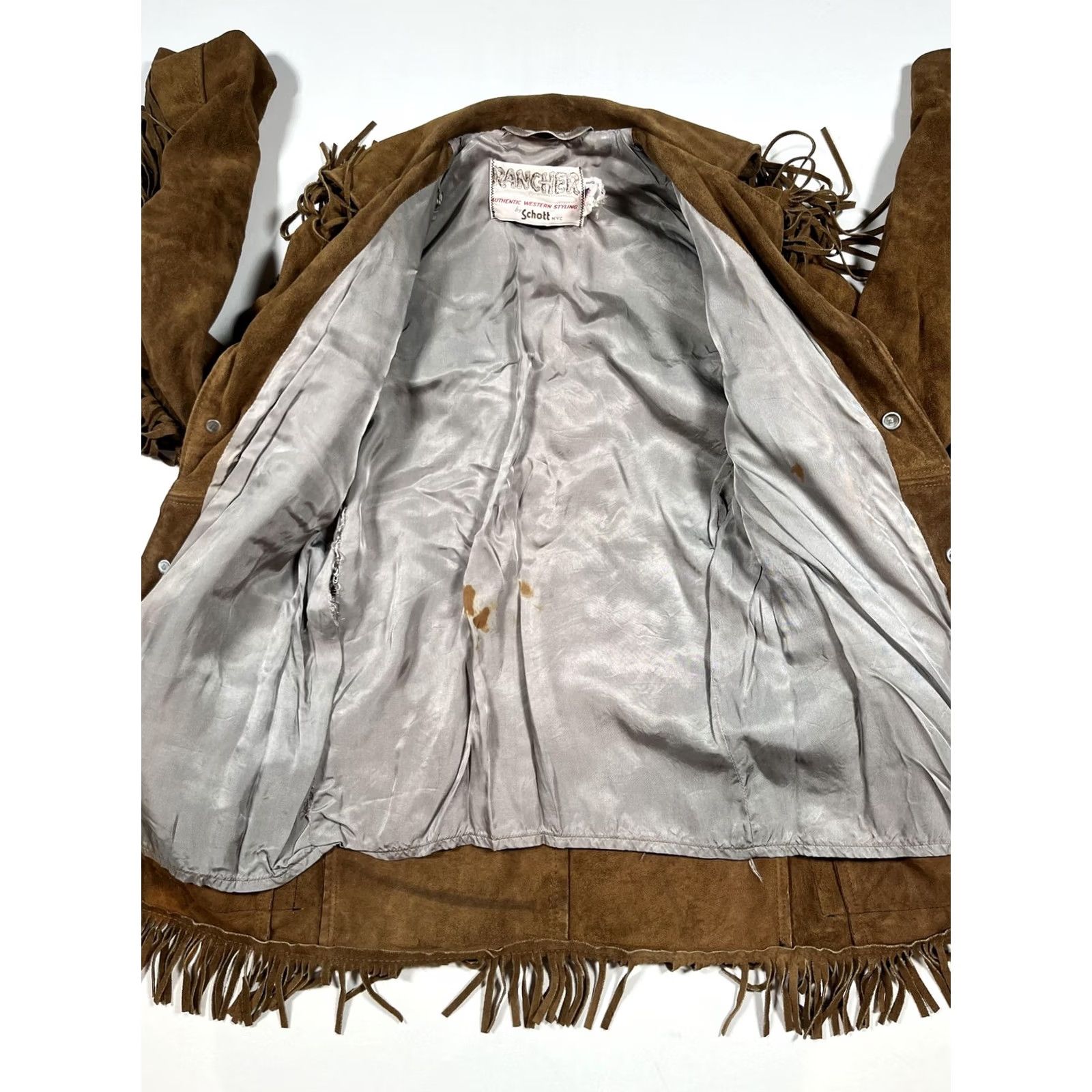 Schott VINTAGE Schott Rancher Coat Mens 36 Brown Suede Fringe Western Cowboy USA Coat Size US XXS / EU 40 - 5 Thumbnail