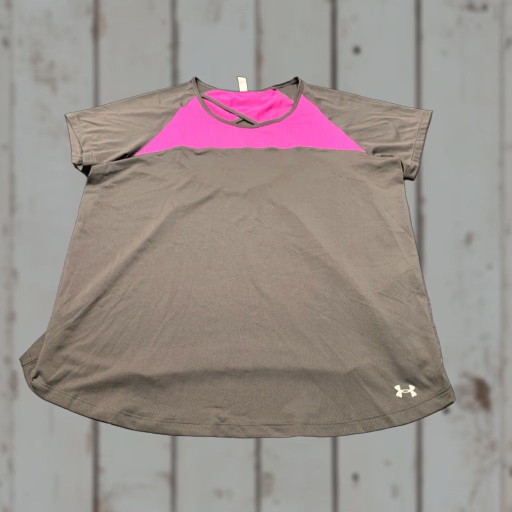 Under Armour VINTAGE Under Armour Gray Purple Women's XL Short Sleeve Workout Heat Gear Shirt Size XL / US 12-14 / IT 48-50 - 1 Thumbnail