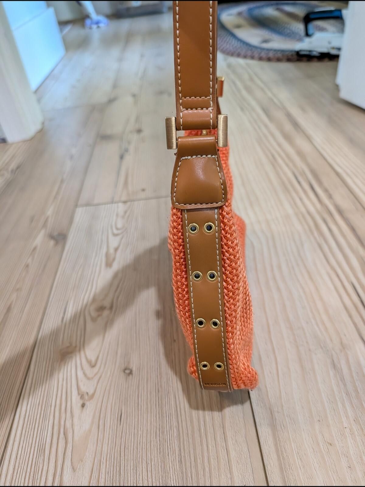 Other Mondani Orange Woven Shoulder Bag with Tan Leather Trim Size ONE SIZE - 8 Thumbnail