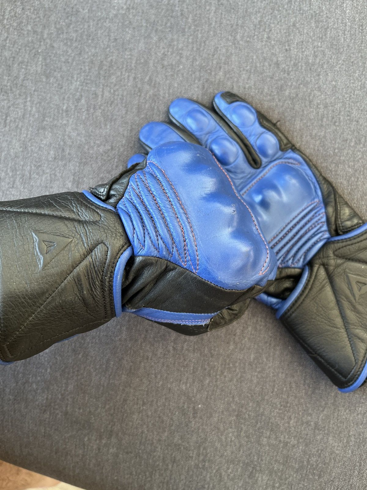 Dainese Dainese Blue Leather Moto Protective Biker Gloves Size ONE SIZE - 17 Thumbnail