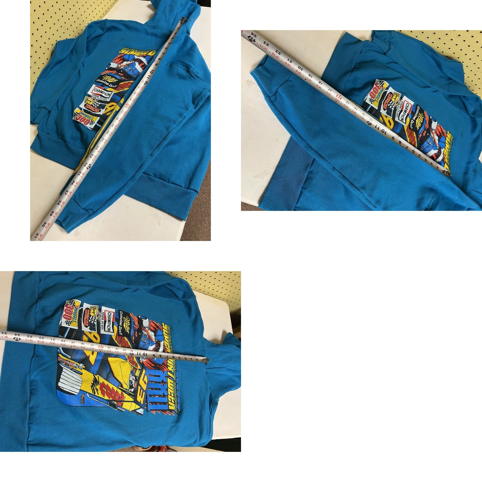 Hanes VINTAGE Syracuse NY Super Nationals Dirt Race Hoodie Sweatshirt 1993 dark Mark Hanes Teal L Men Racing Pullover Hoodie Shirt Mens Size US L / EU 52-54 / 3 - 8 Thumbnail